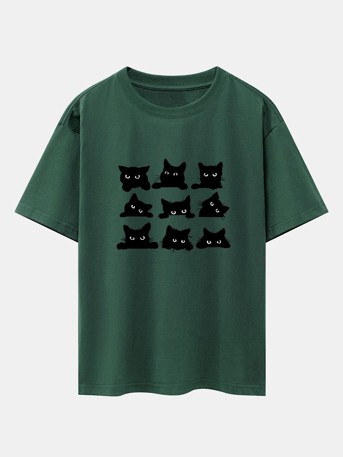 Tobías® | Black Cat Staring Print Drop Shoulder Oversize T-Shirt - Image 7