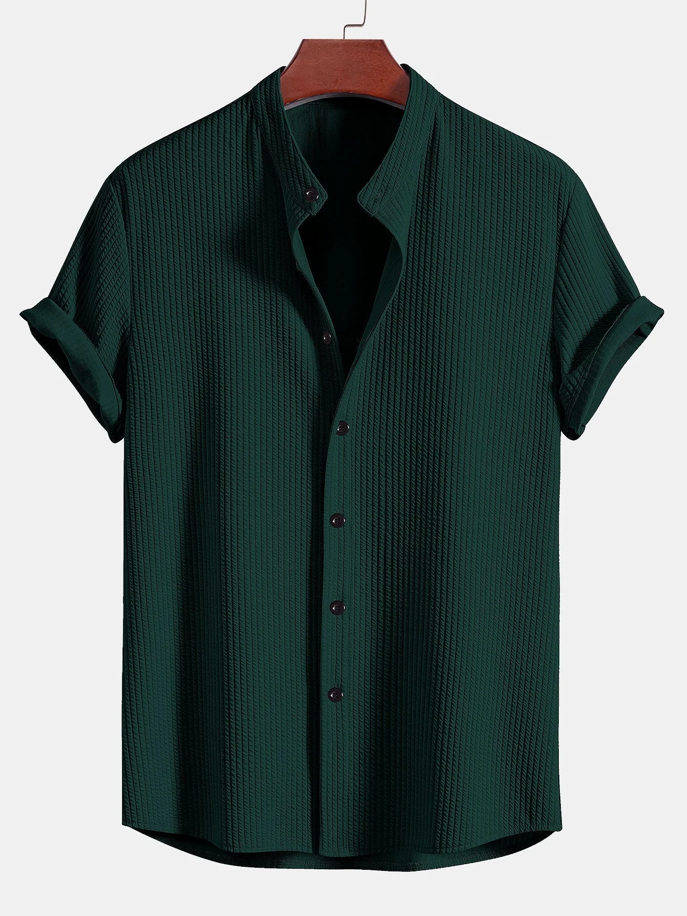 Tobías® | Muscle Fit Ribbed Stand Collar Shirt - Image 4