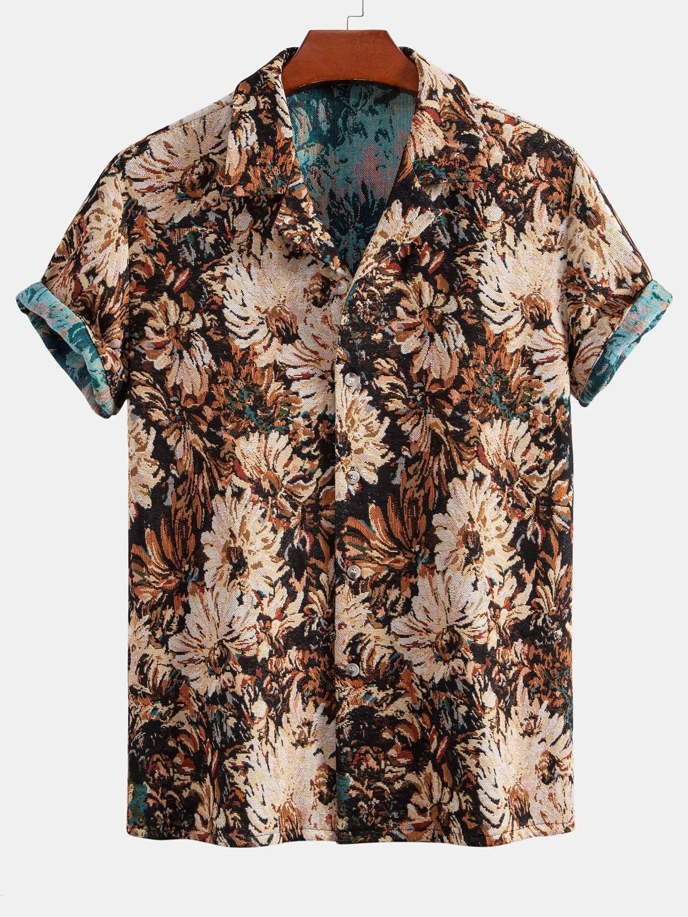 Tobías® | Painted Floral Jacquard Cuban Shirt - Image 5