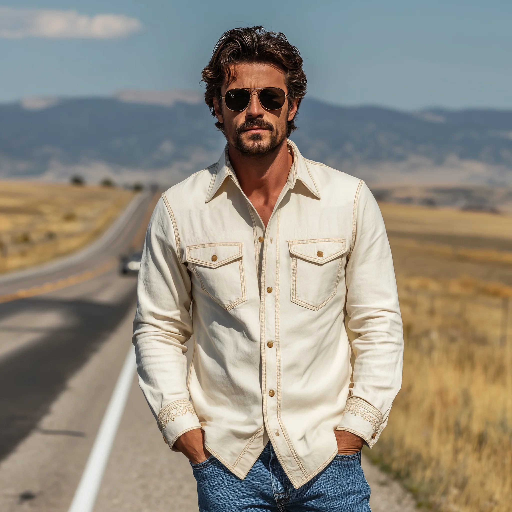 Toby | Men'S Spring And Summer Fashion Casual Cotton Blended Cuff Embroidered Long Sleeve Shirt - Image 3