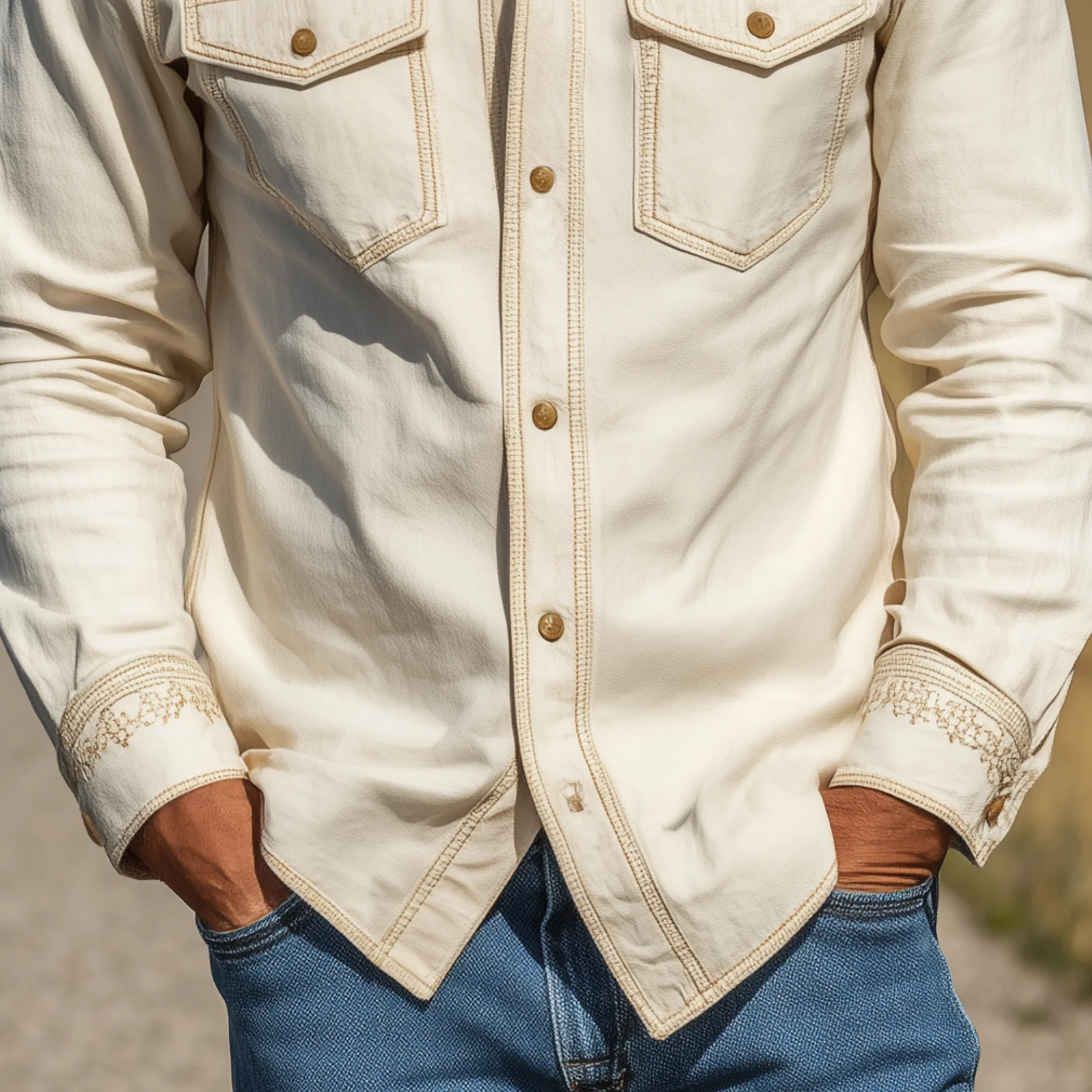 Toby | Men'S Spring And Summer Fashion Casual Cotton Blended Cuff Embroidered Long Sleeve Shirt - Image 5