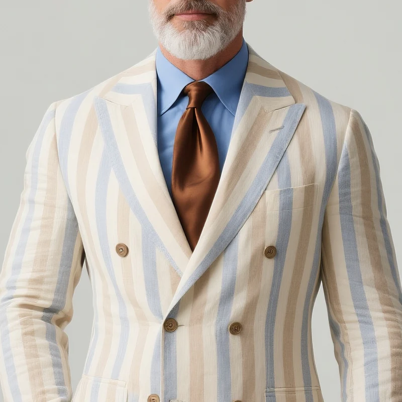 Tom | Men'S Striped Peak Lapel Double Breasted Casual Blazer - Image 3