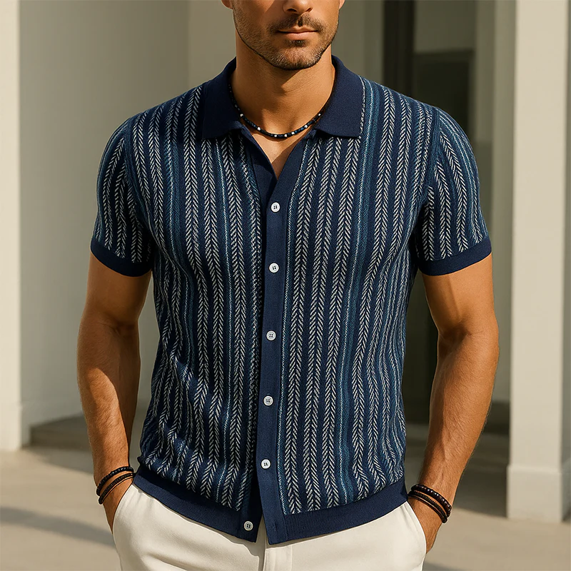 Tom | Men'S Summer Fashion Knitted Short Sleeve Shirt - Image 2