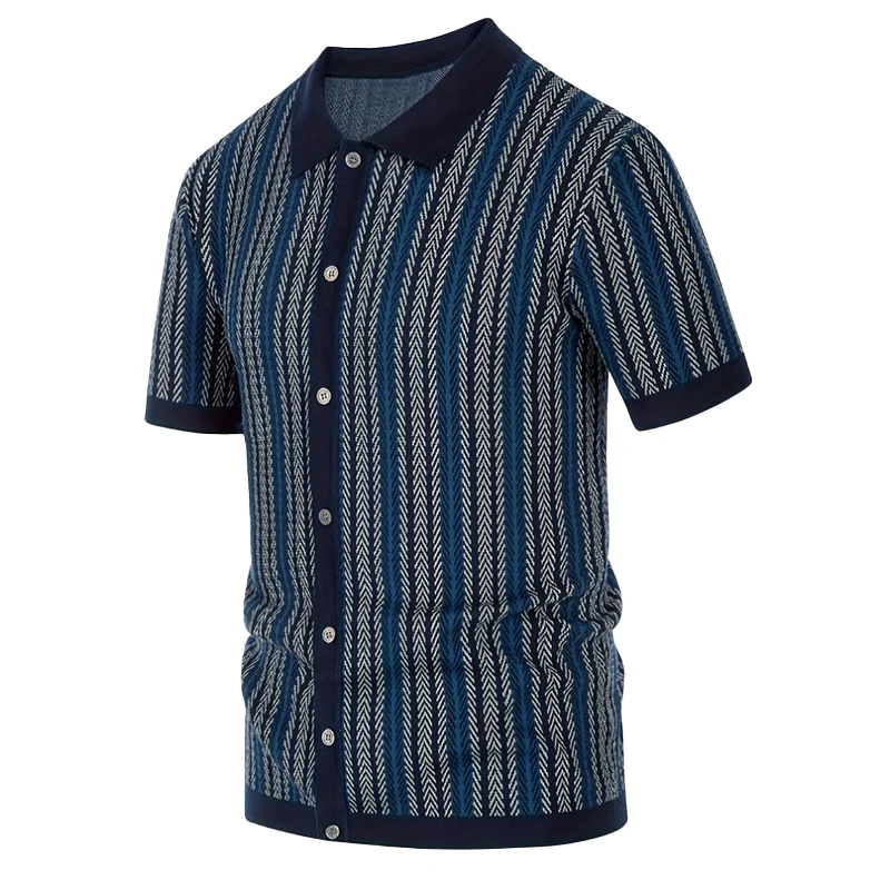 Tom | Men'S Summer Fashion Knitted Short Sleeve Shirt - Image 3