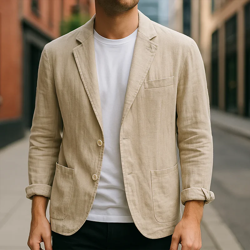 Tom | Men'S Vintage Casual Washed Linen Single Breasted Blazer - Image 3