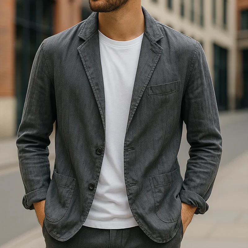 Tom | Men'S Vintage Casual Washed Linen Single Breasted Blazer - Image 4