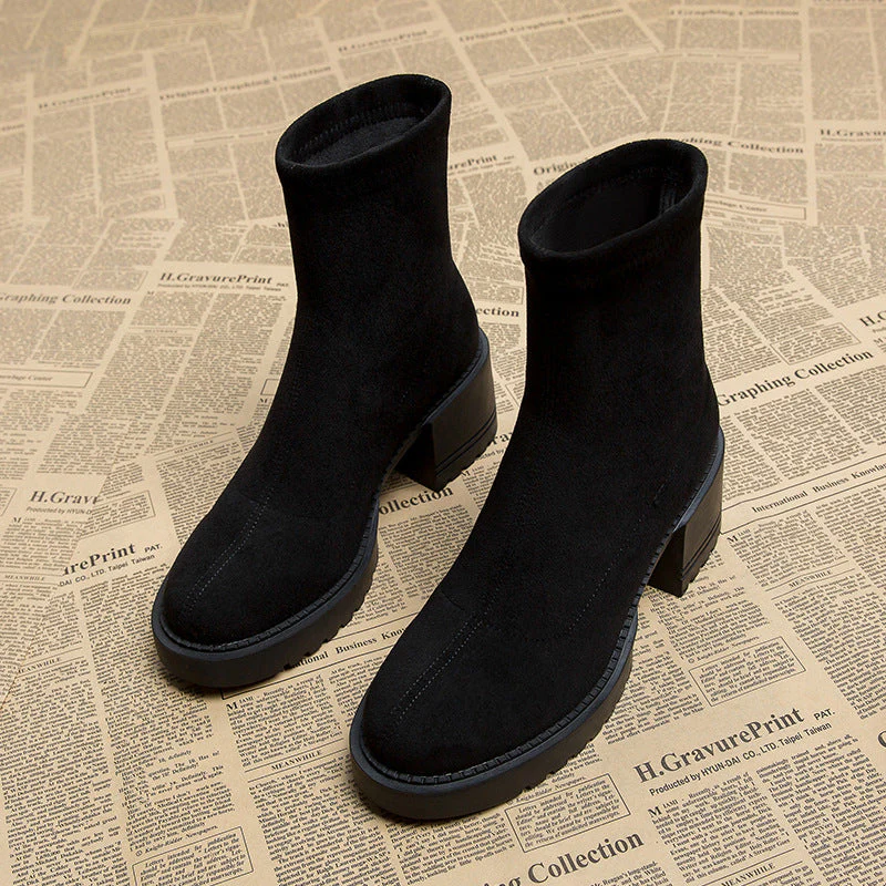 Tomás® | Chunky Heeled Suede Boots - Image 4