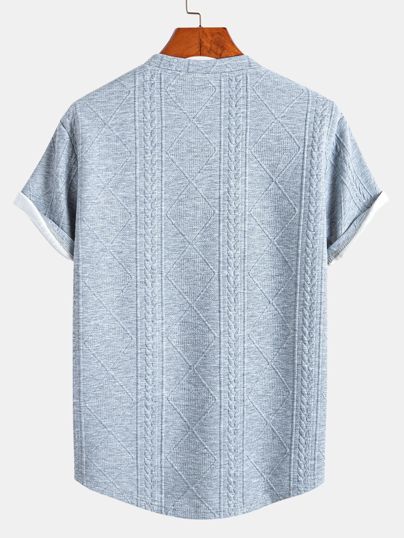 Tomás® | Short Sleeve Geometric Jacquard Arc Hem T-Shirt & Drawstring Corduroy Cargo Jogger Pants - Image 9