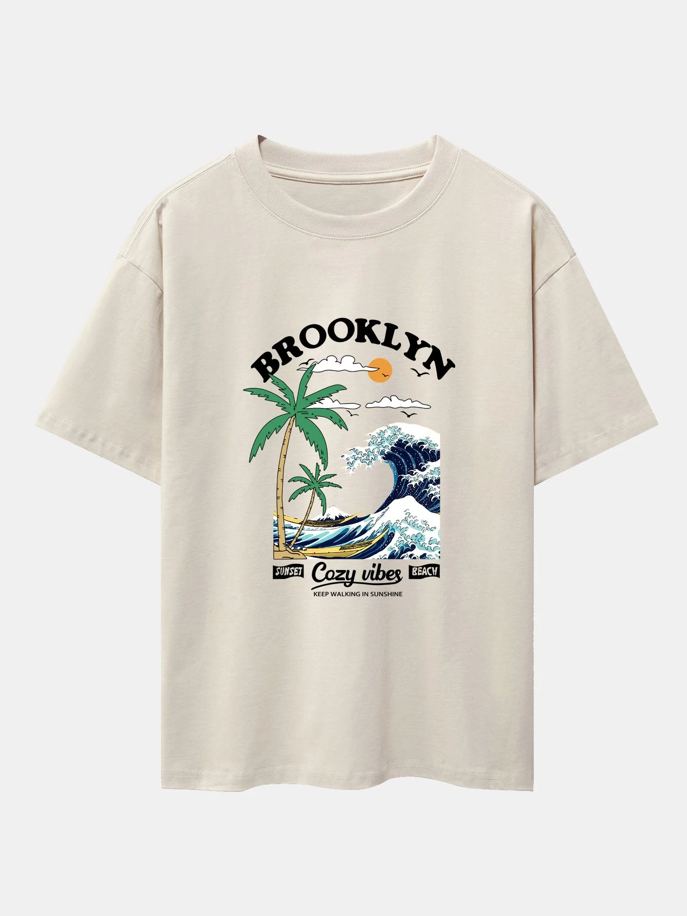 Tony® | Beach Waves Print Drop Shoulder Oversize T-Shirt - Image 4