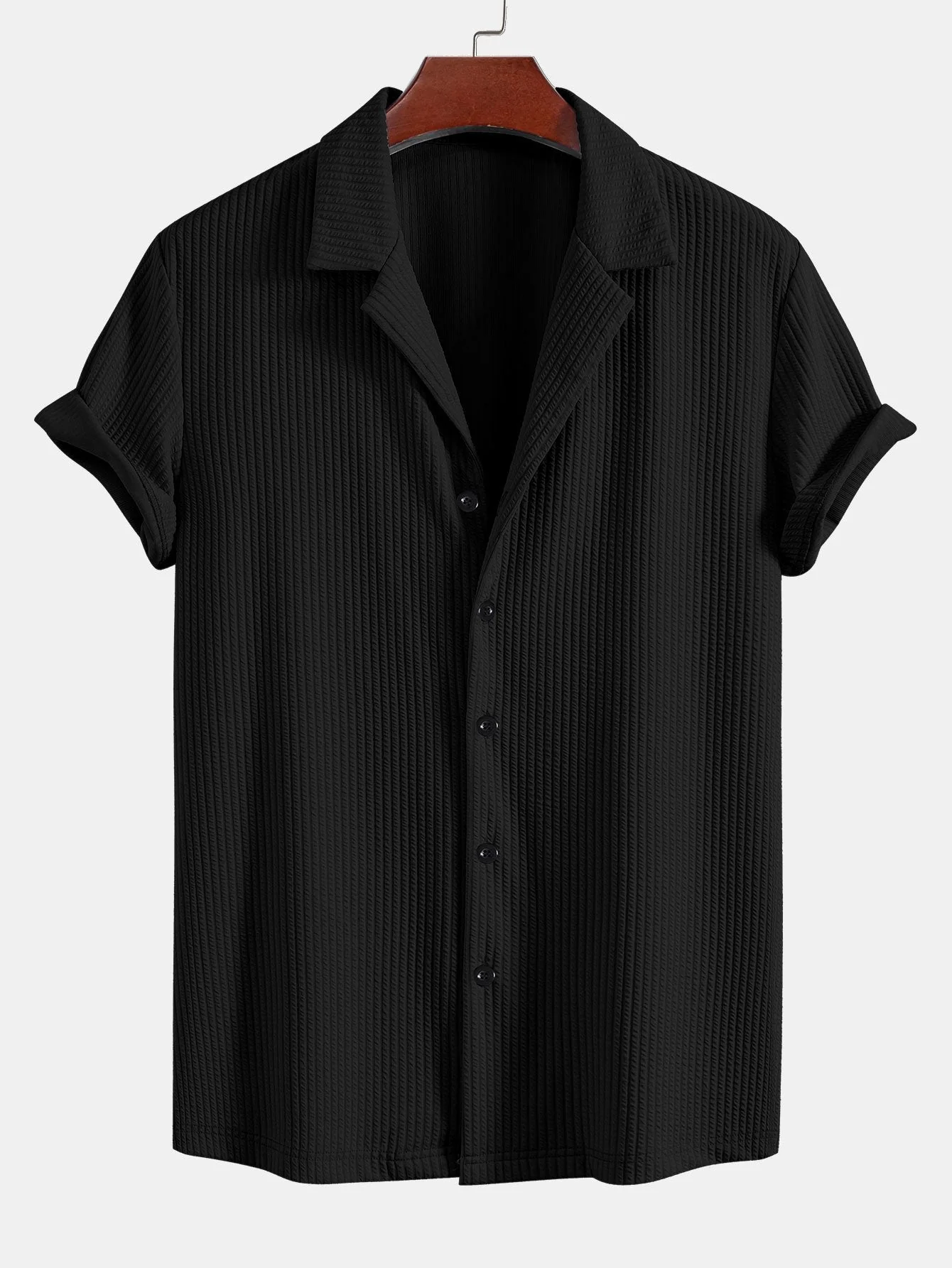 Tony® | Defined Style: Ribbed Muscle Fit Shirt With Deep Cuban Collar - Image 3