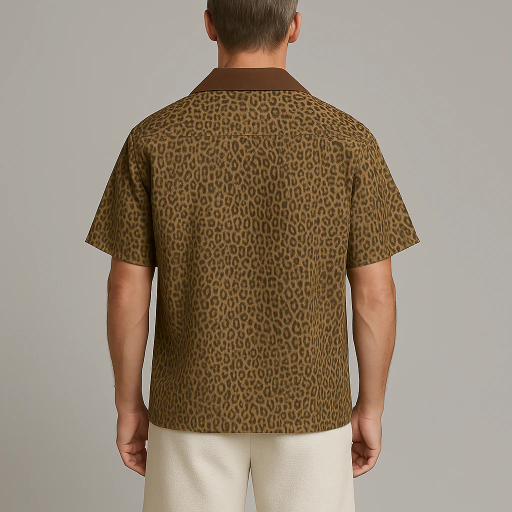 Tony | Men'S Summer Fashion Leopard Print Cotton Blend Short Sleeve Shirt - Image 3