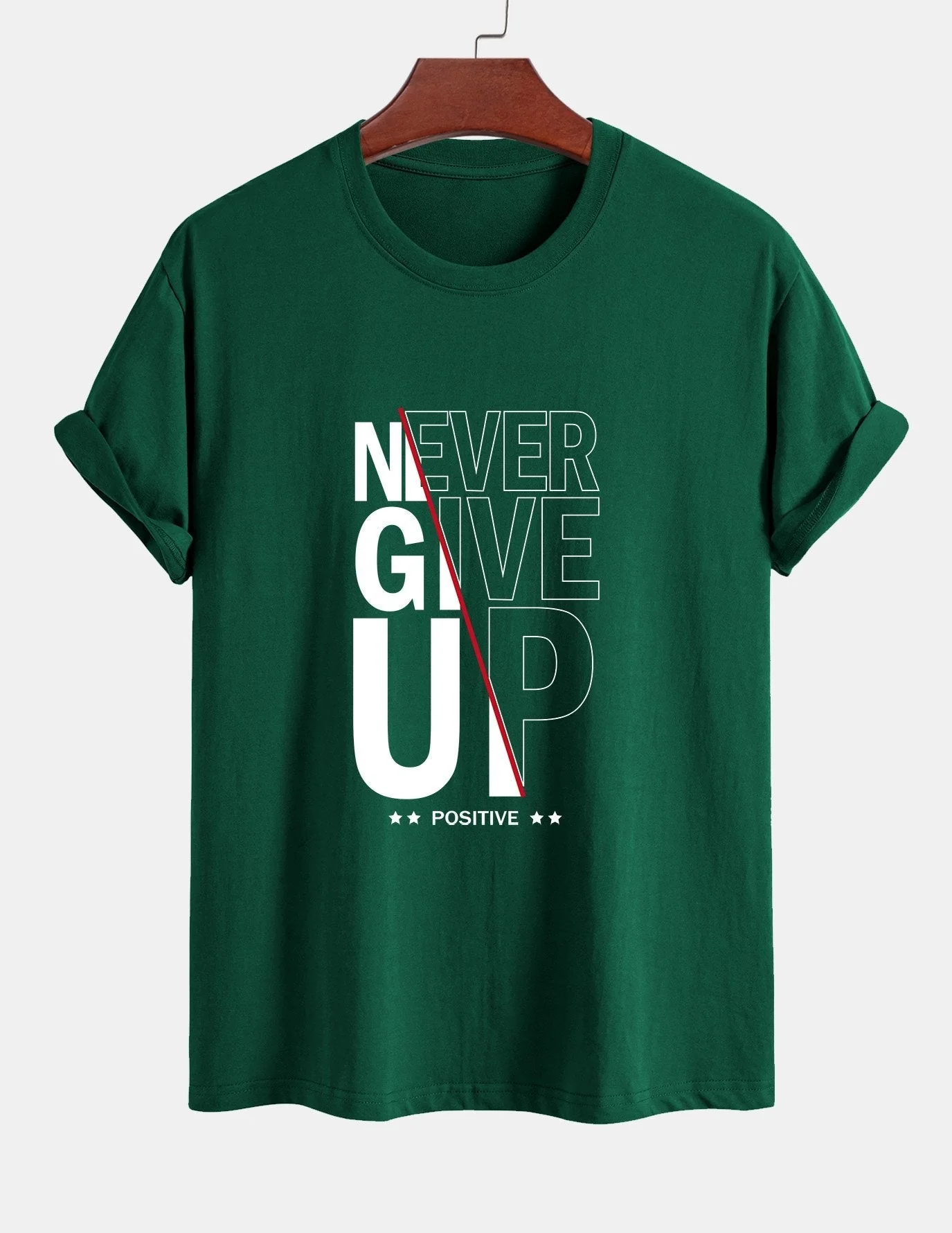 Trasímaco® | Never Give Up Print Cotton T-Shirt - Image 10