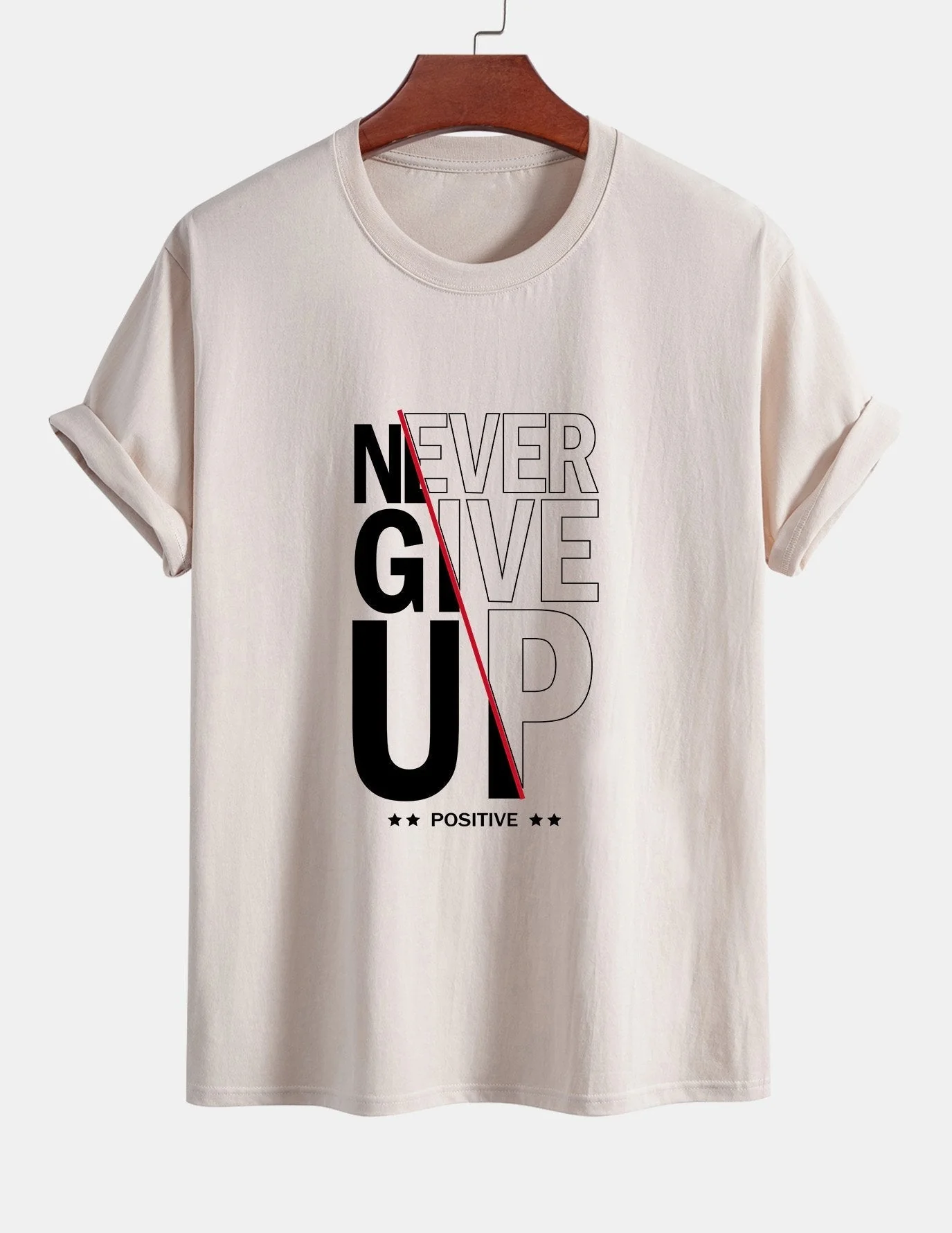 Trasímaco® | Never Give Up Print Cotton T-Shirt - Image 11