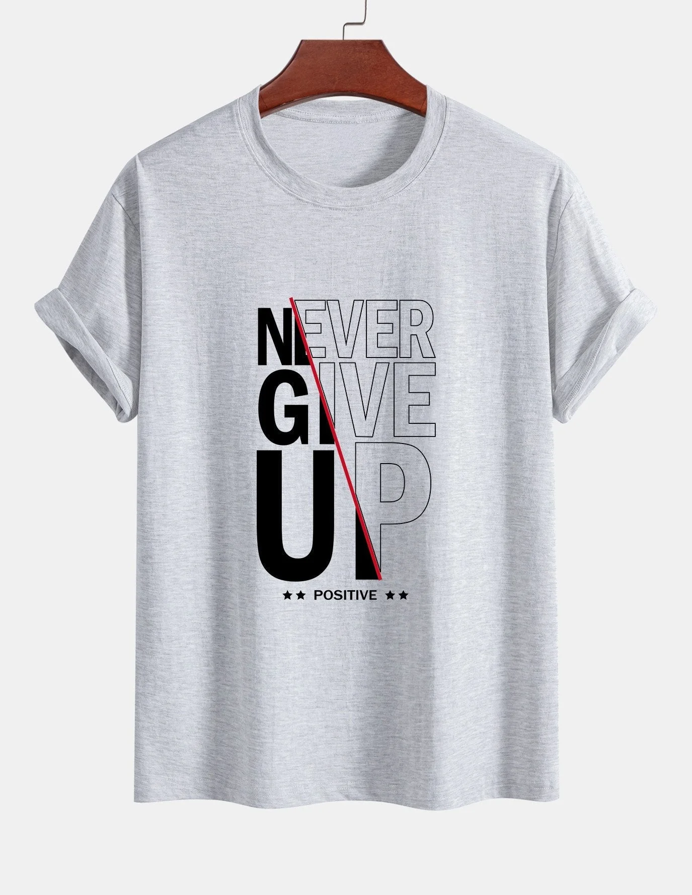 Trasímaco® | Never Give Up Print Cotton T-Shirt - Image 13