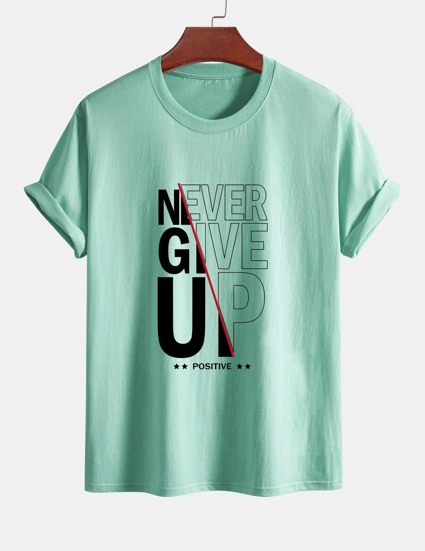 Trasímaco® | Never Give Up Print Cotton T-Shirt - Image 14
