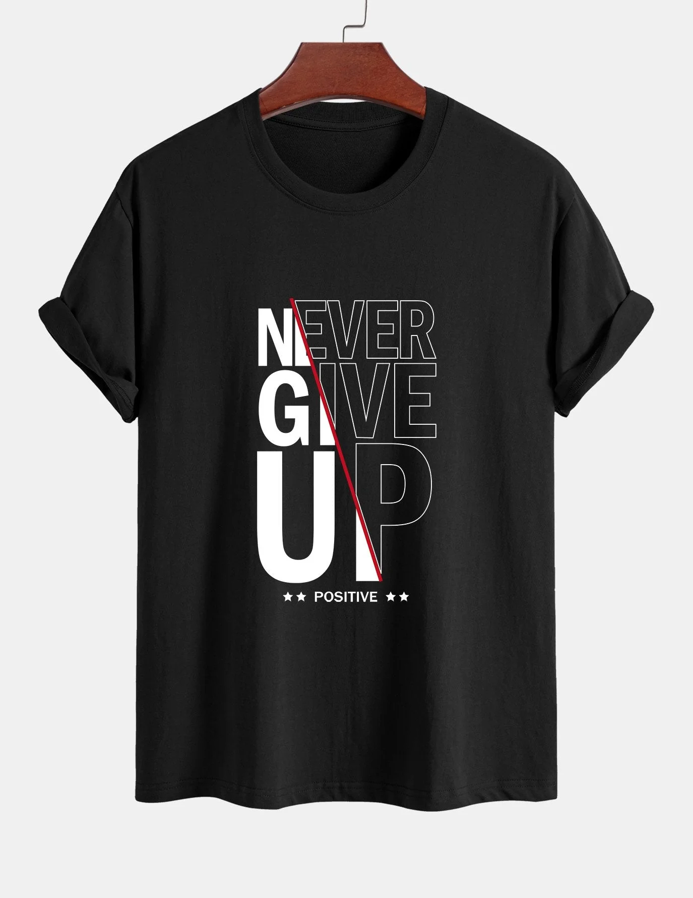 Trasímaco® | Never Give Up Print Cotton T-Shirt - Image 2