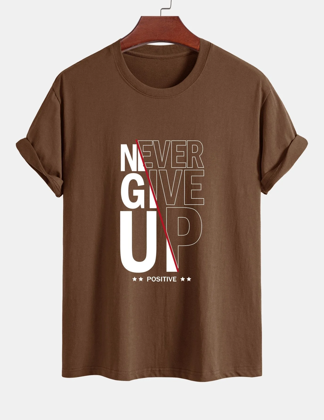 Trasímaco® | Never Give Up Print Cotton T-Shirt - Image 4