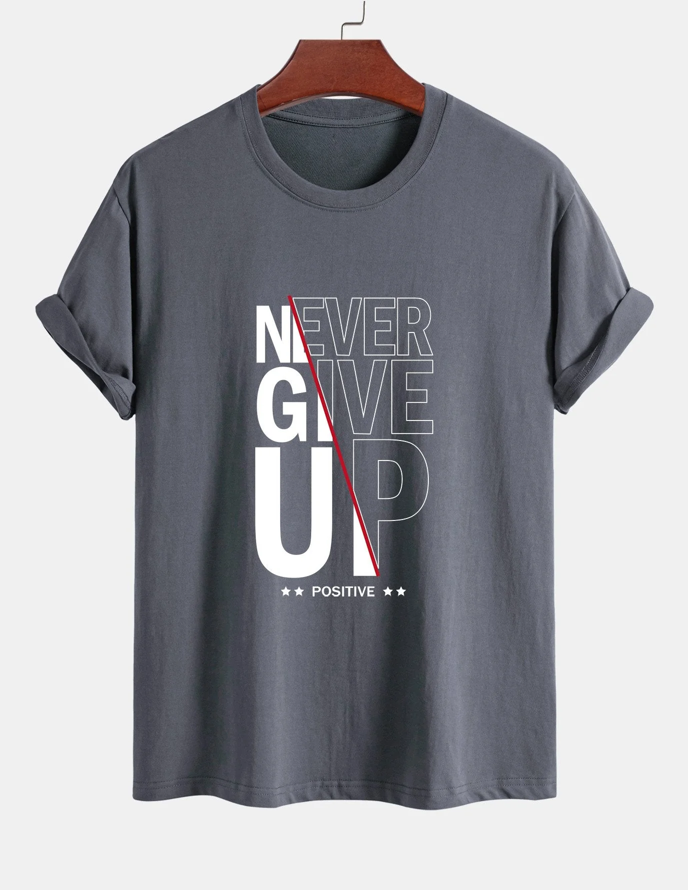 Trasímaco® | Never Give Up Print Cotton T-Shirt - Image 7
