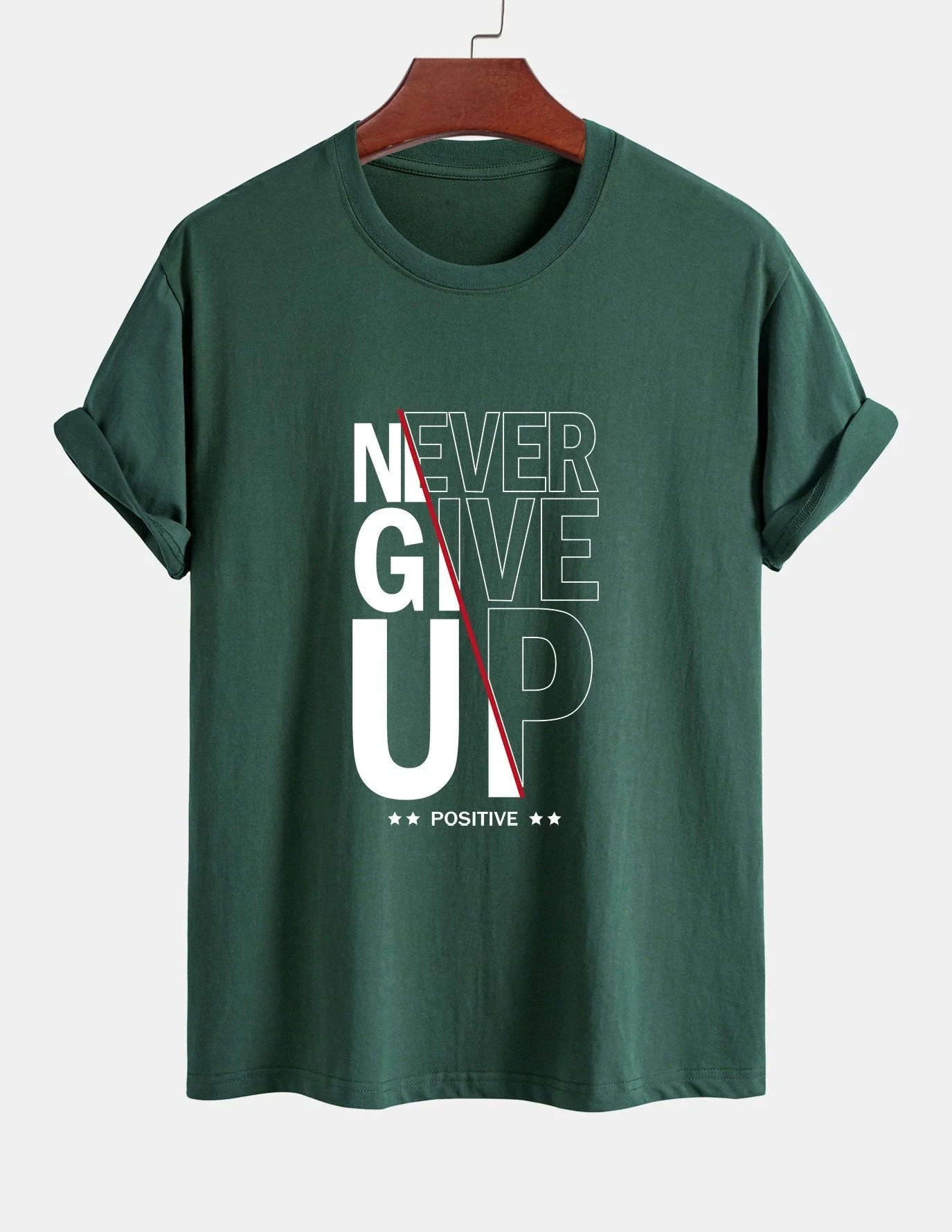 Trasímaco® | Never Give Up Print Cotton T-Shirt - Image 8