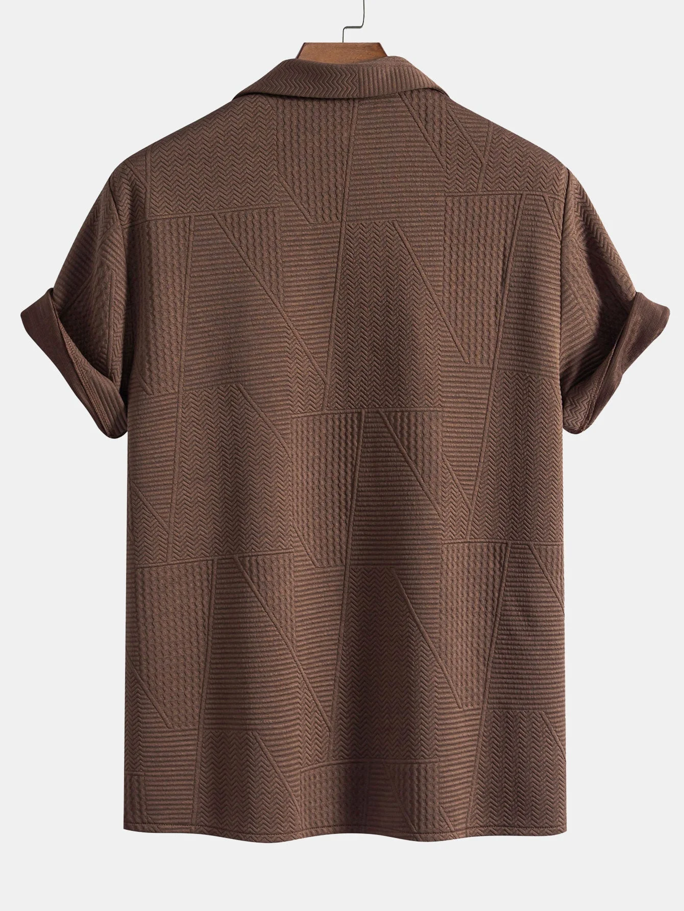 Travis® | Geometric Style: Short Sleeve Cuban Shirt With Geometric Texture - Image 2
