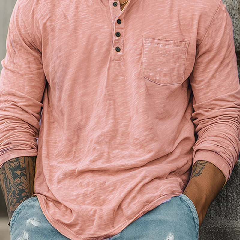 Trent | Men'S Spring And Summer Casual Tough Style Henry Collar Bamboo Cotton Long Sleeve T-Shirt - Image 7