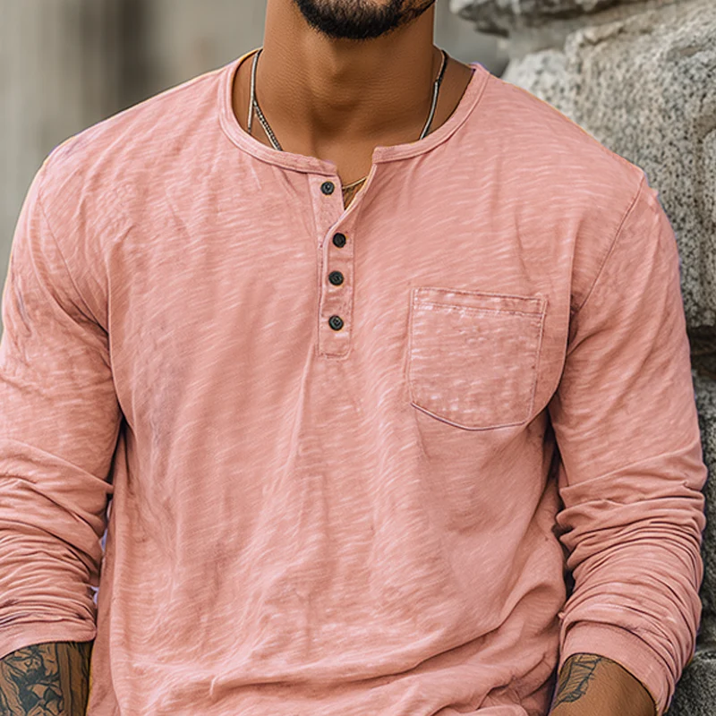 Trent | Men'S Spring And Summer Casual Tough Style Henry Collar Bamboo Cotton Long Sleeve T-Shirt - Image 8