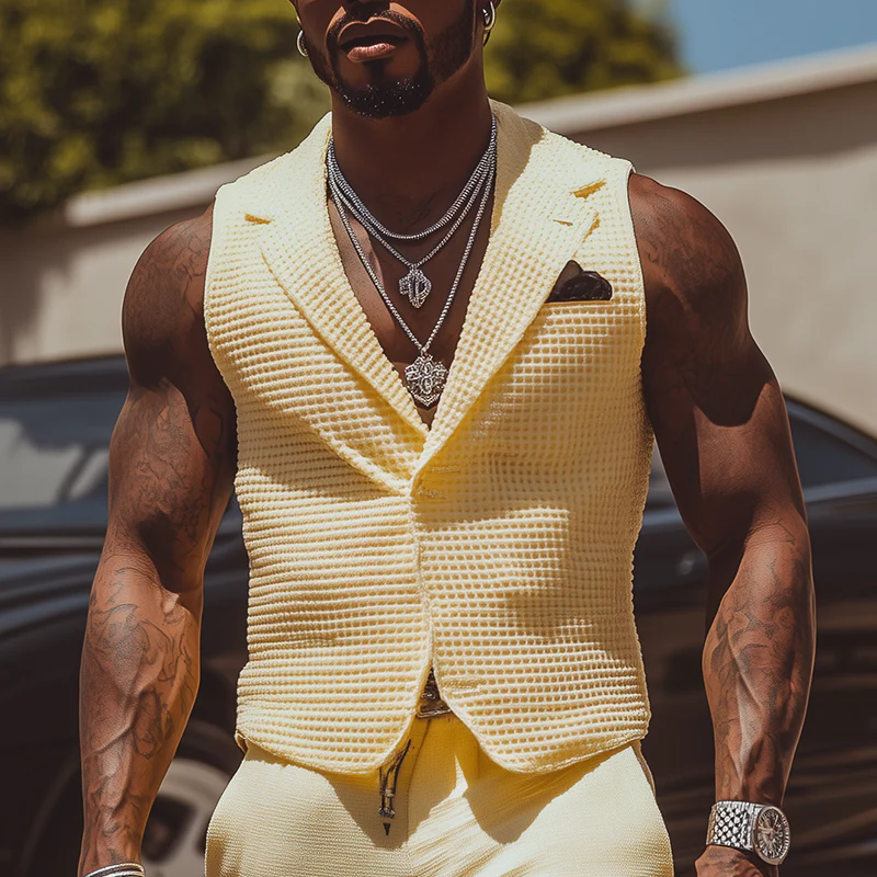Trent | Men'S Summer Fashion Waffle Fabric Solid Color Vest - Image 2