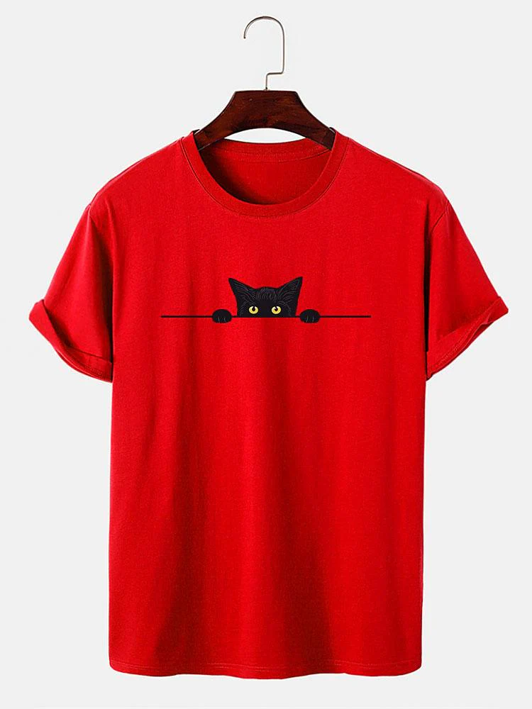 Tristán® | Black Cat Print T-Shirt - Image 8