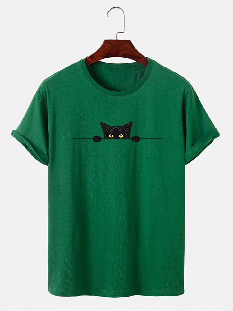 Tristán® | Black Cat Print T-Shirt - Image 9