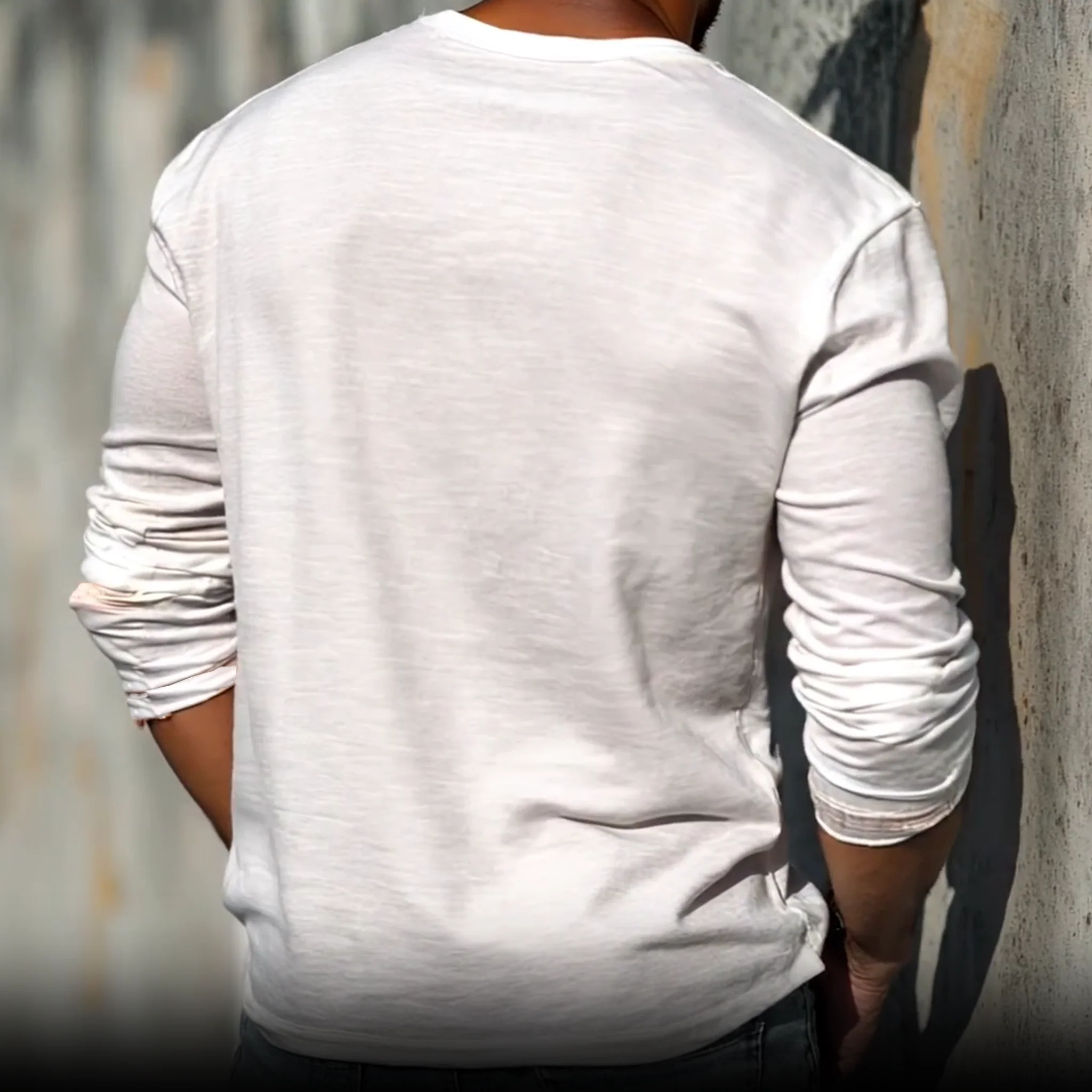 Troy | Men'S Spring And Summer Casual Tough Guy Style Round Neck Raw Edge Bamboo Cotton Long Sleeve T-Shirt - Image 6