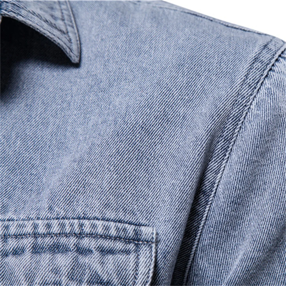 Truman® | 100% Cotton Denim Shirts Men Casual Solid Color Thick Long Sleeve Shirt For Men Spring High Quality Jeans Male Shirt - Image 5