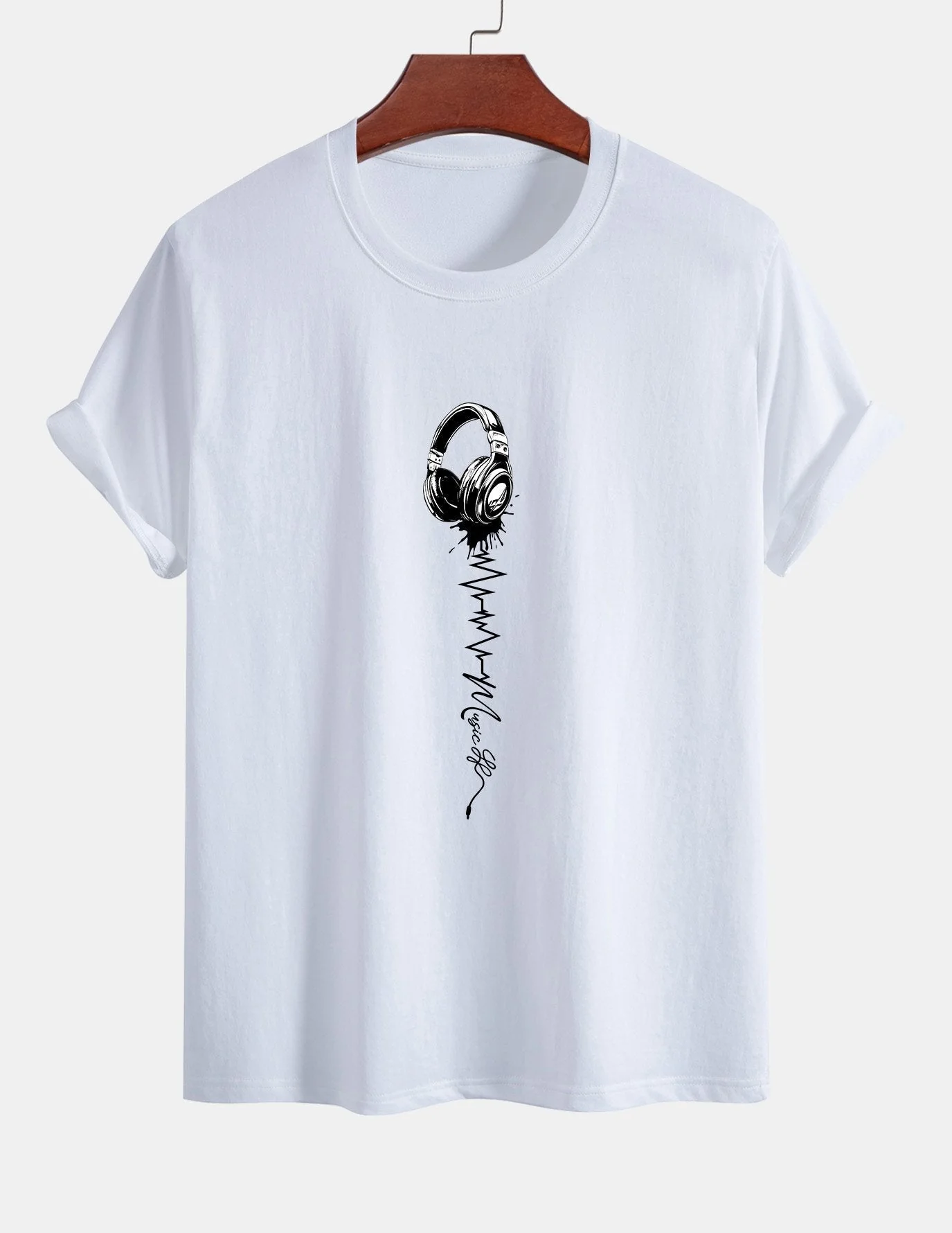 Tulio® | Earphone Print Cotton T-Shirt - Image 10