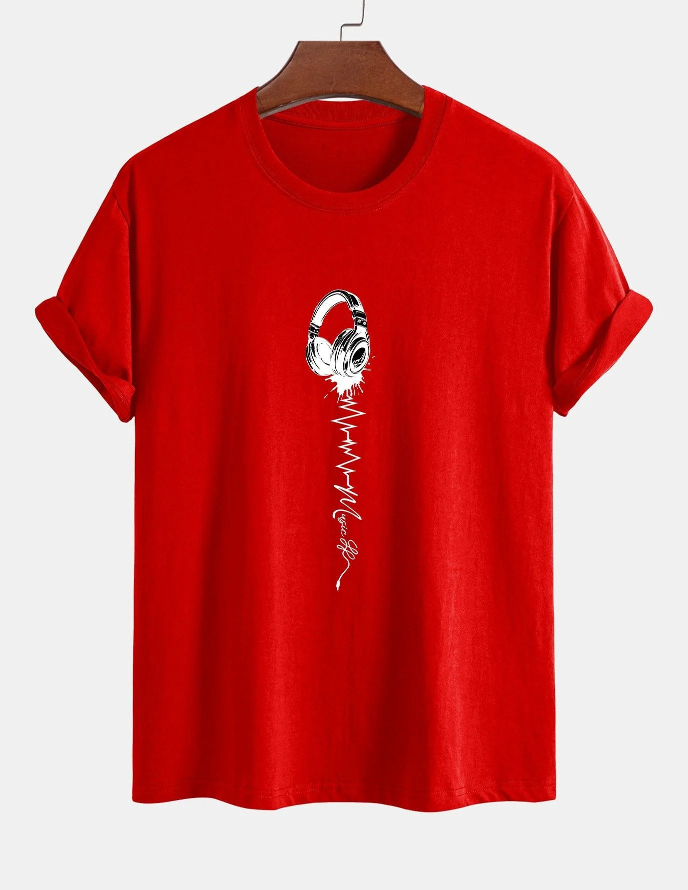 Tulio® | Earphone Print Cotton T-Shirt - Image 16
