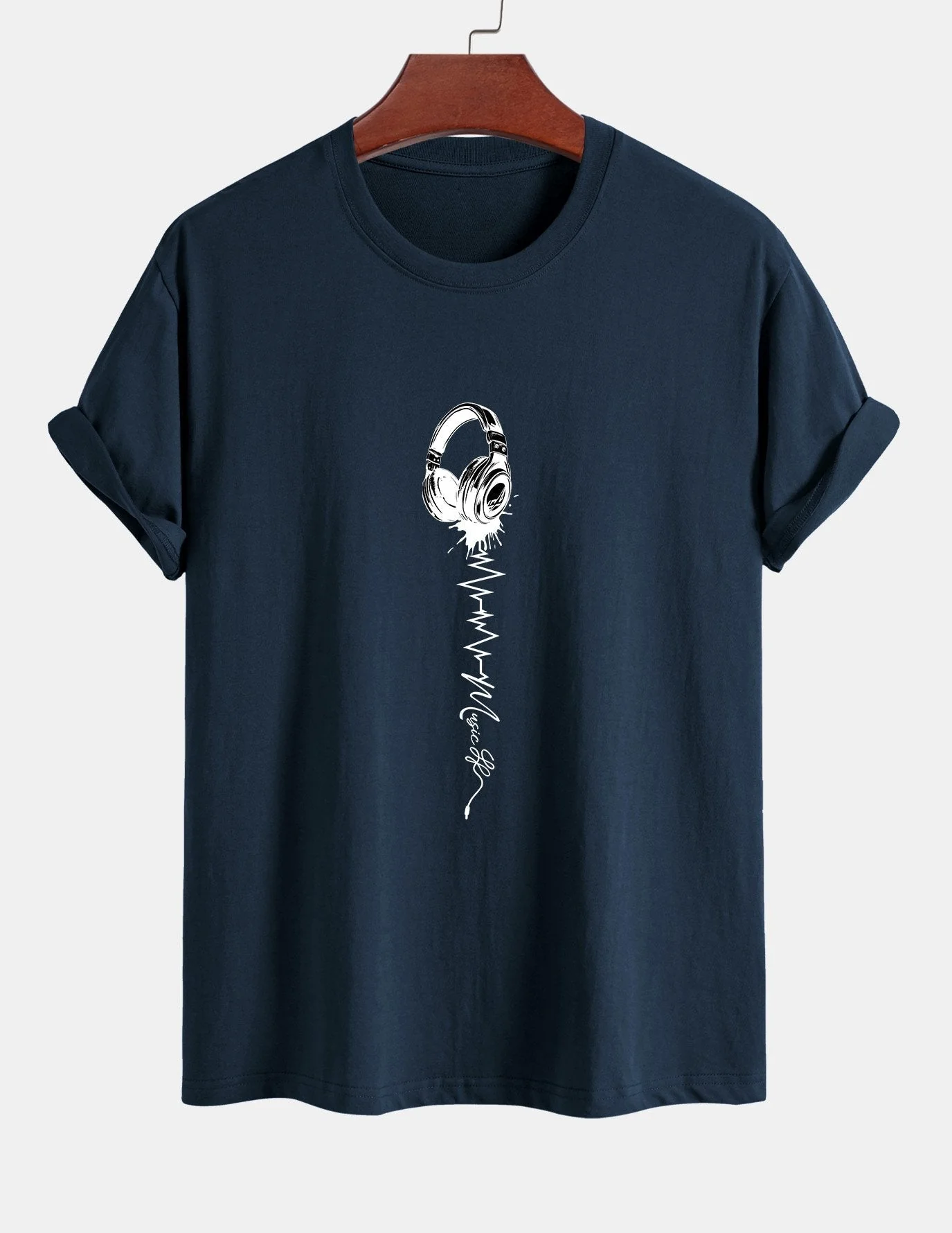 Tulio® | Earphone Print Cotton T-Shirt - Image 3
