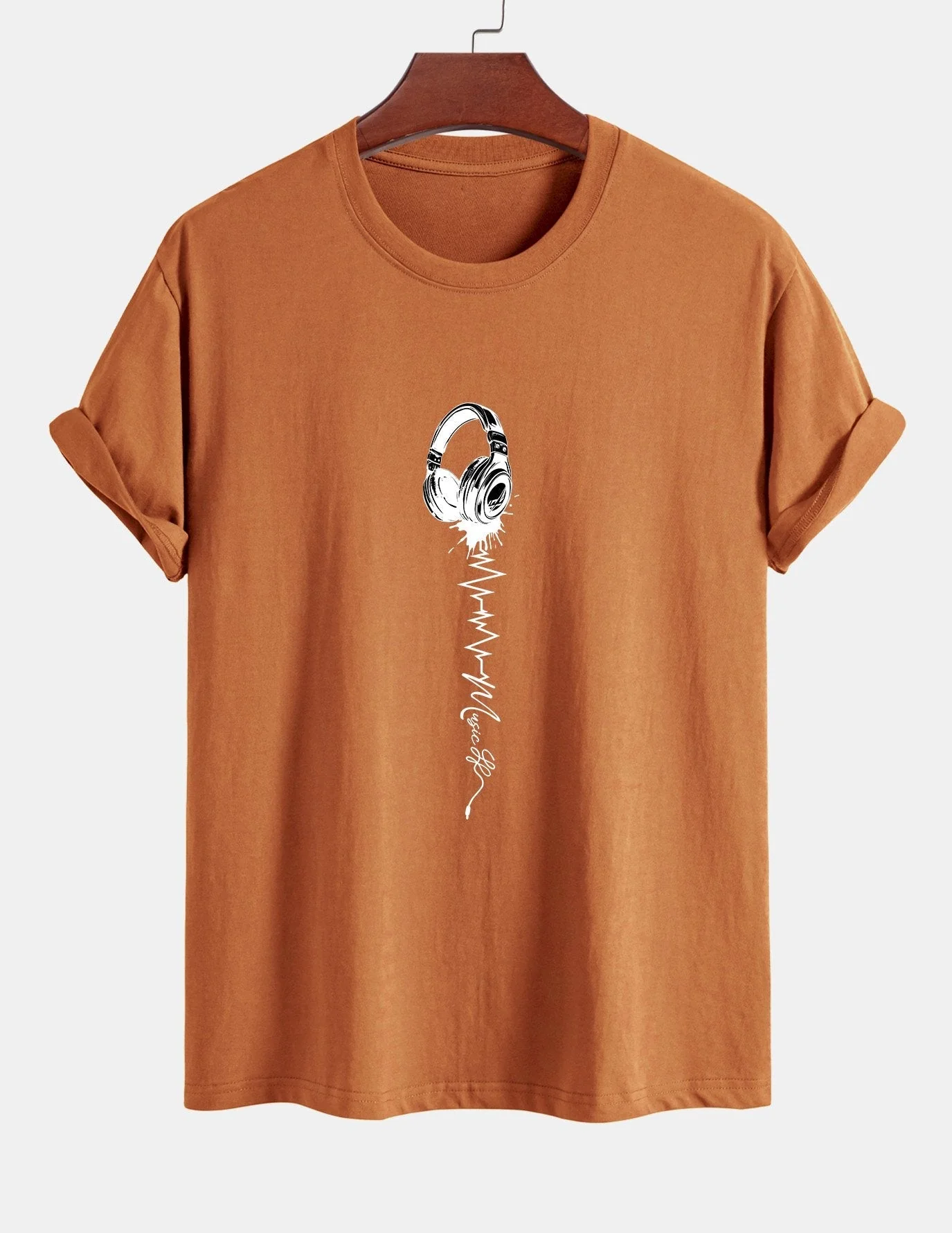 Tulio® | Earphone Print Cotton T-Shirt - Image 4