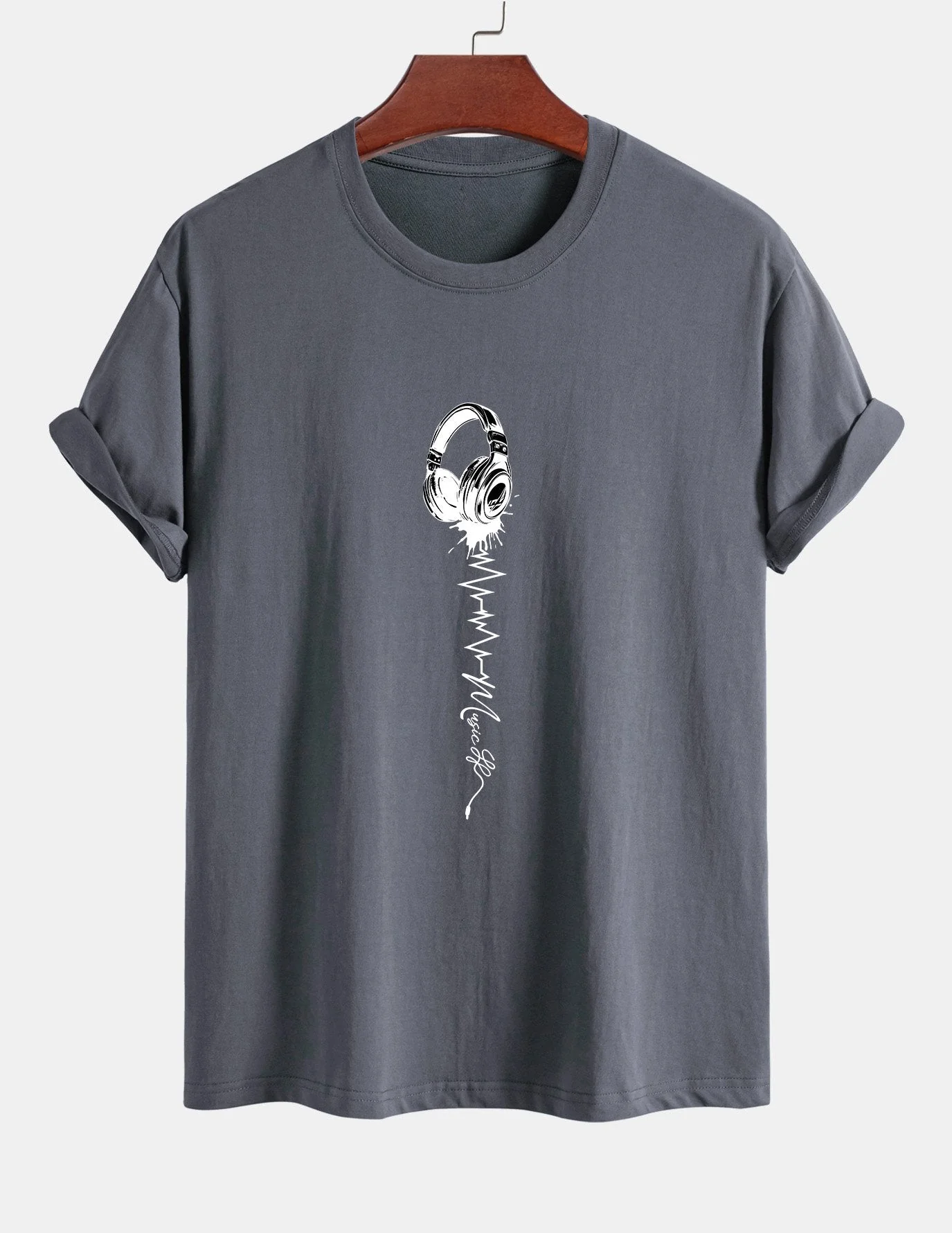 Tulio® | Earphone Print Cotton T-Shirt - Image 5