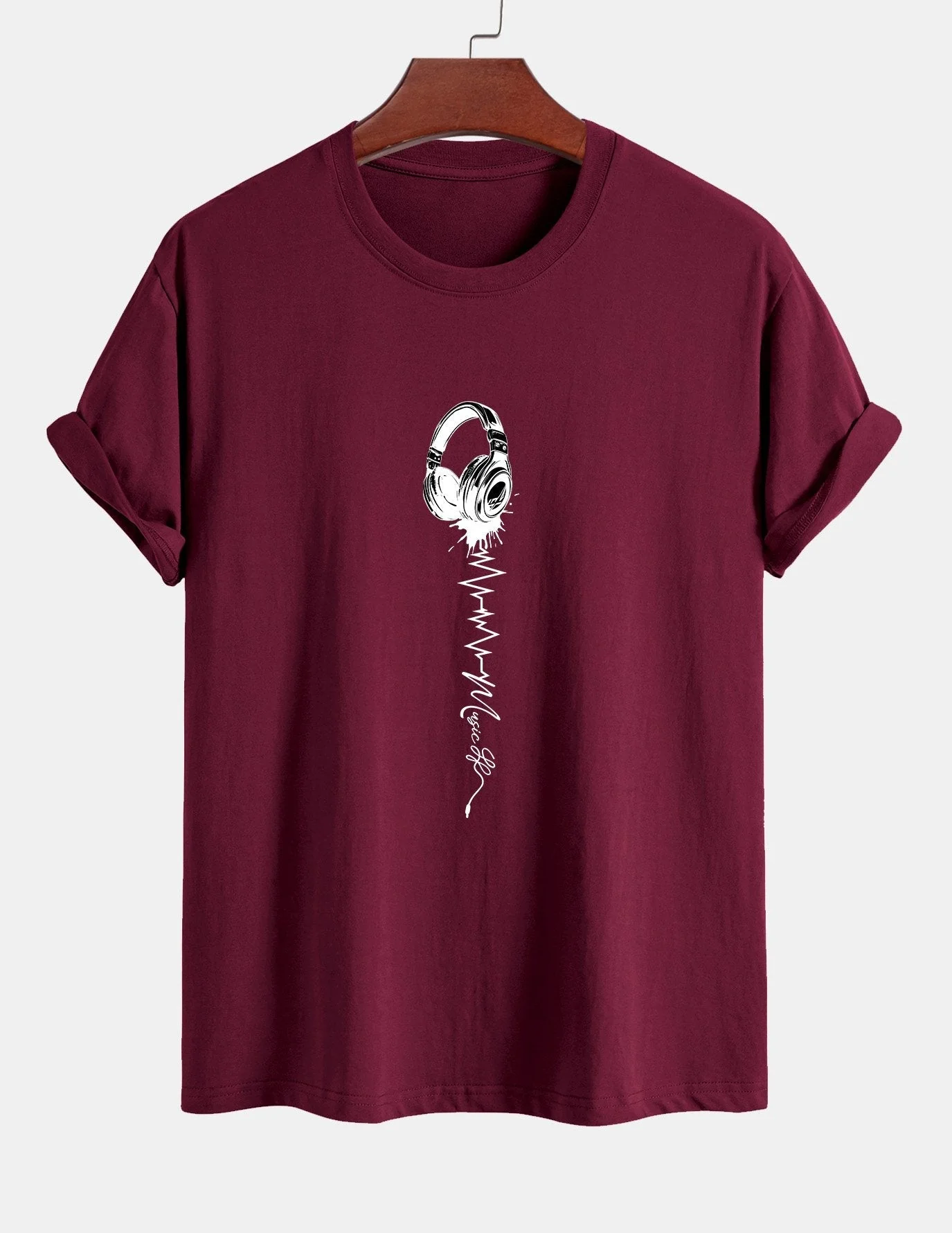 Tulio® | Earphone Print Cotton T-Shirt - Image 7