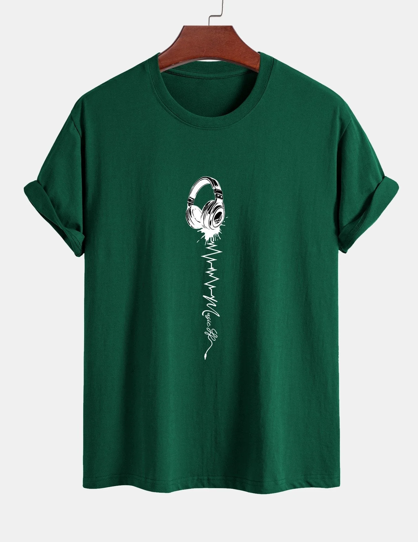 Tulio® | Earphone Print Cotton T-Shirt - Image 8