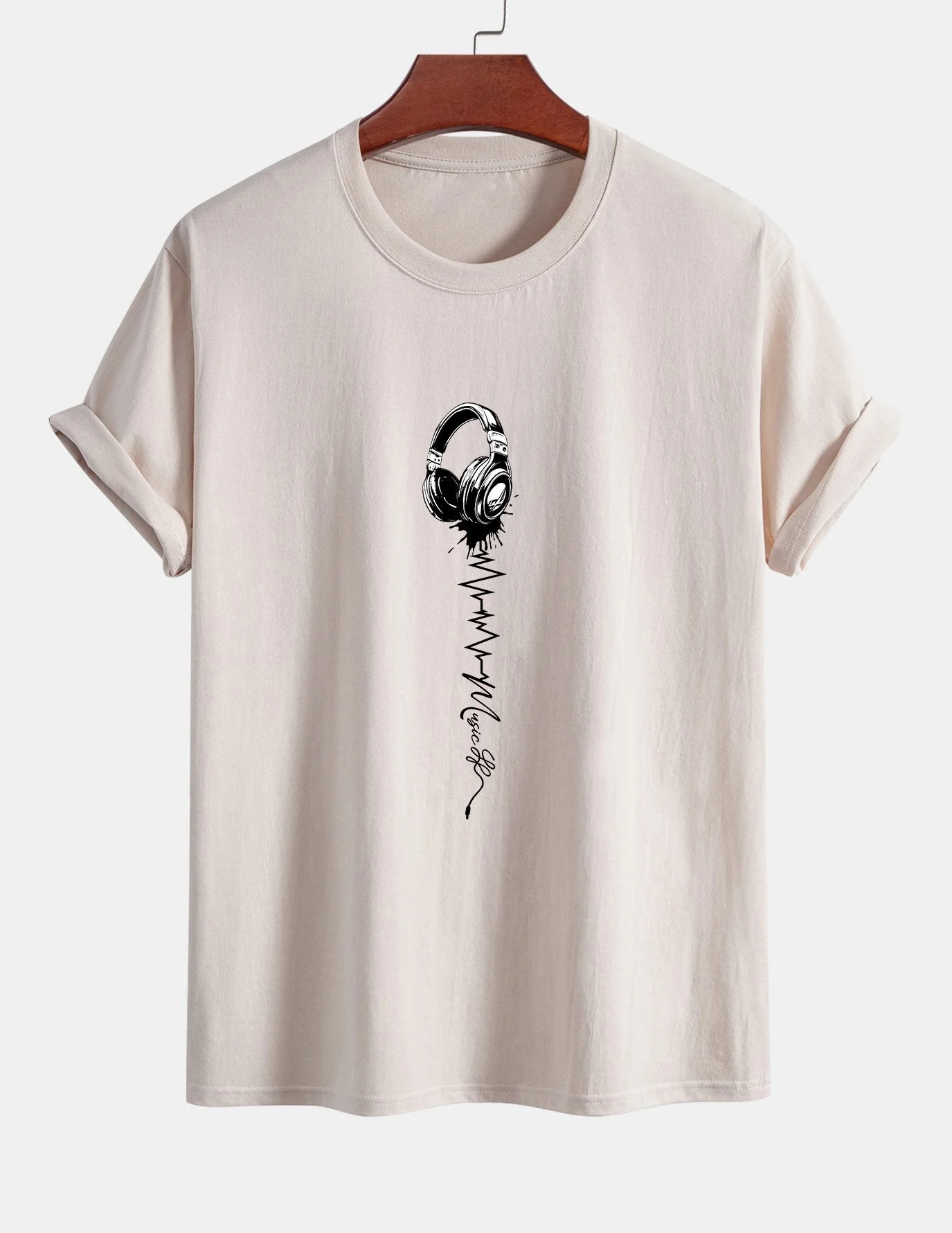 Tulio® | Earphone Print Cotton T-Shirt - Image 9