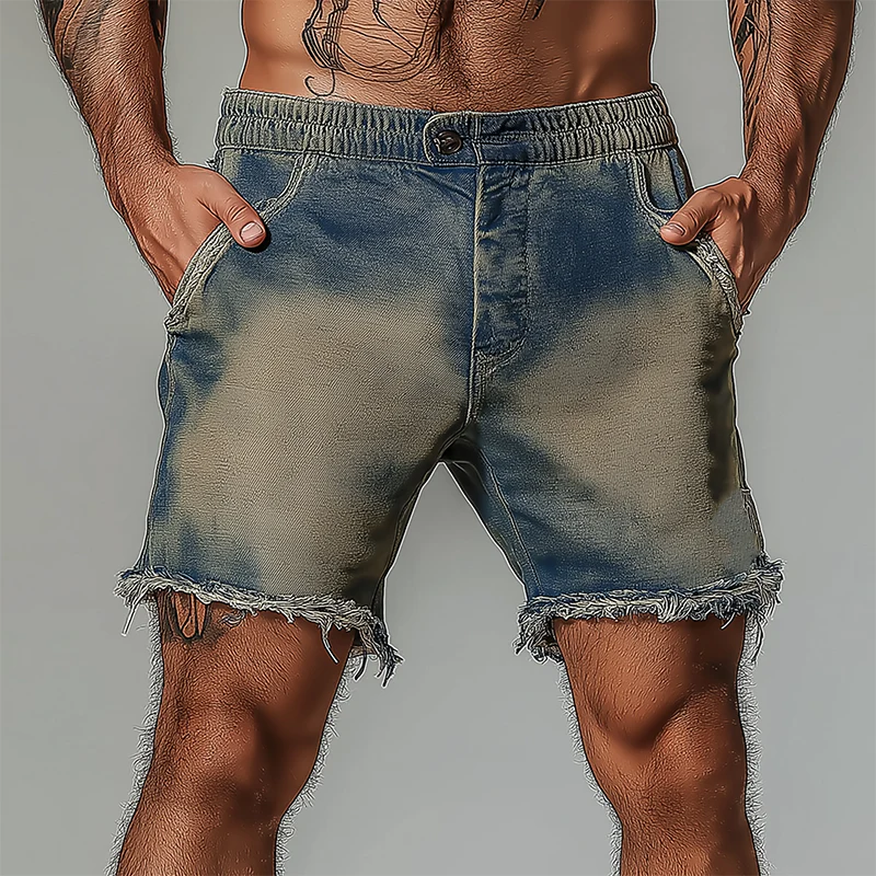 Tyrell | Men'S Summer Fashion Washed Raw Edge Distressed Denim Shorts - Image 2