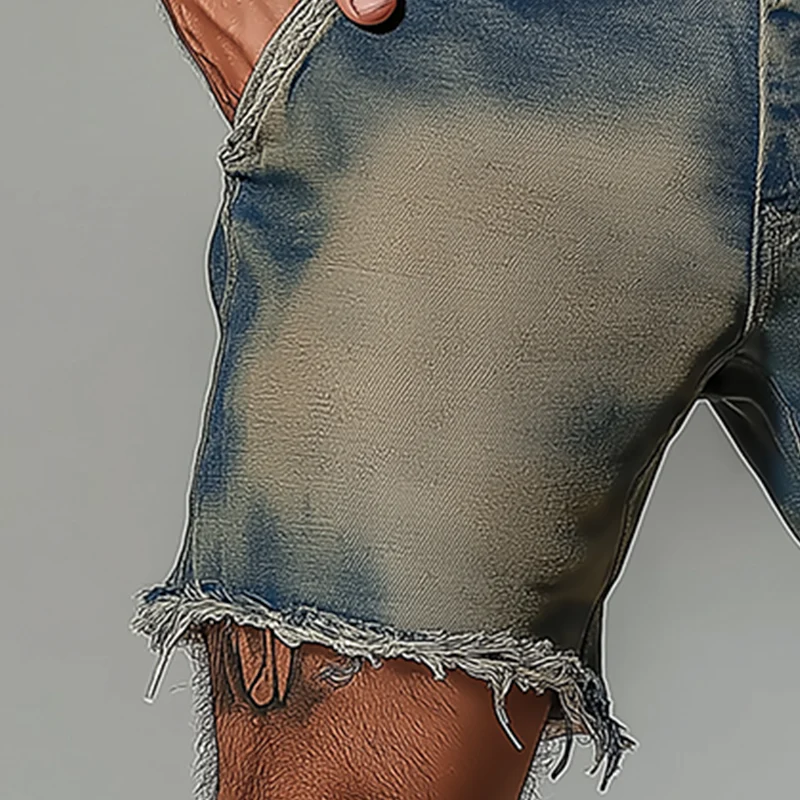 Tyrell | Men'S Summer Fashion Washed Raw Edge Distressed Denim Shorts - Image 3