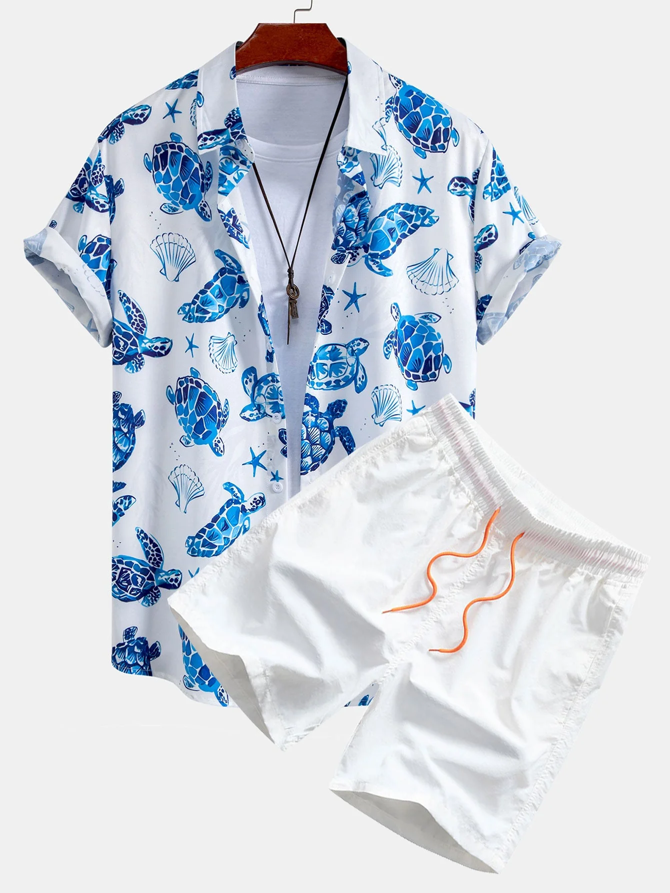 Tyrone® | Turtle Print Button Up Shirt & Swim Shorts - Image 2