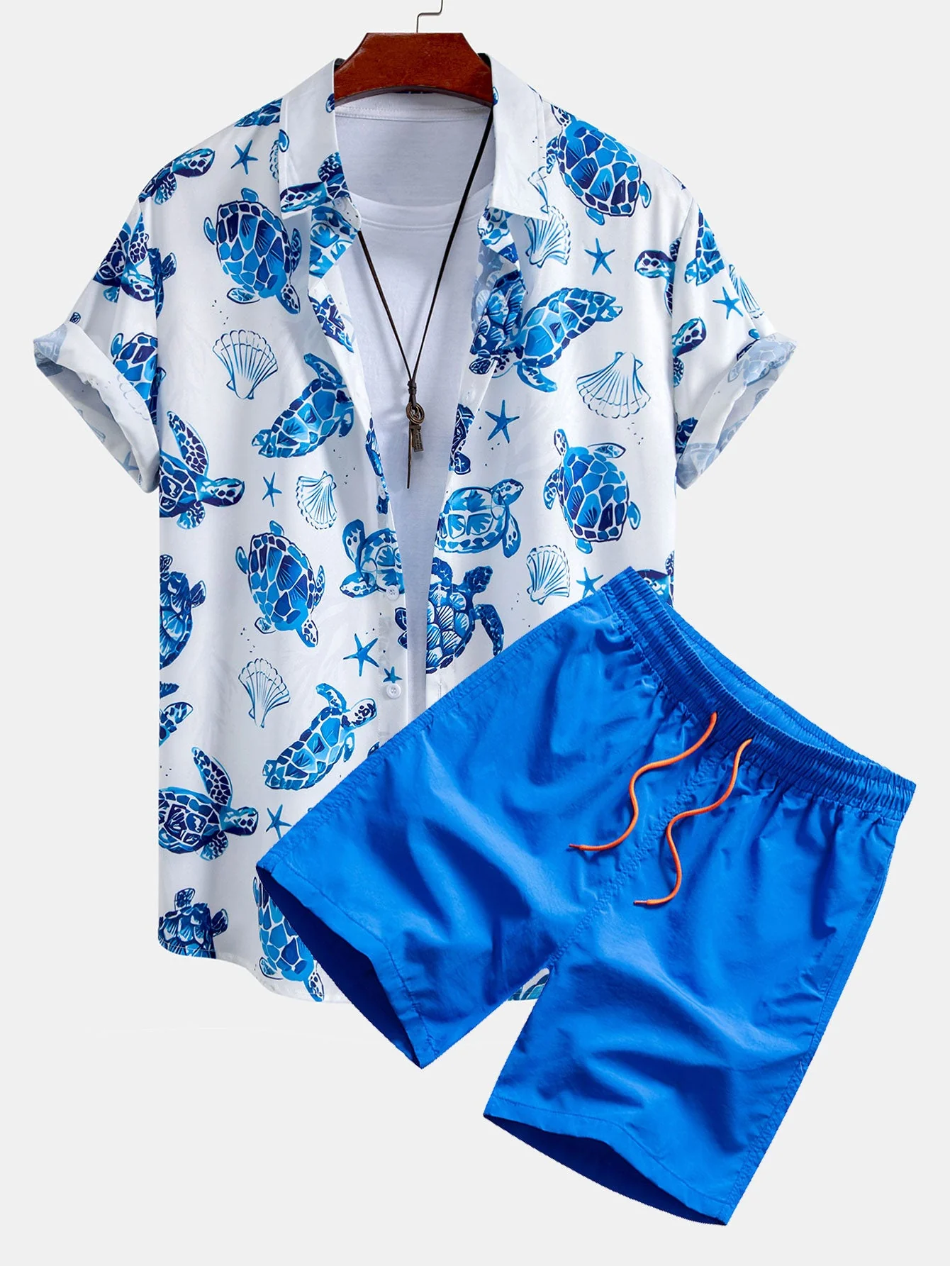 Tyrone® | Turtle Print Button Up Shirt & Swim Shorts - Image 3