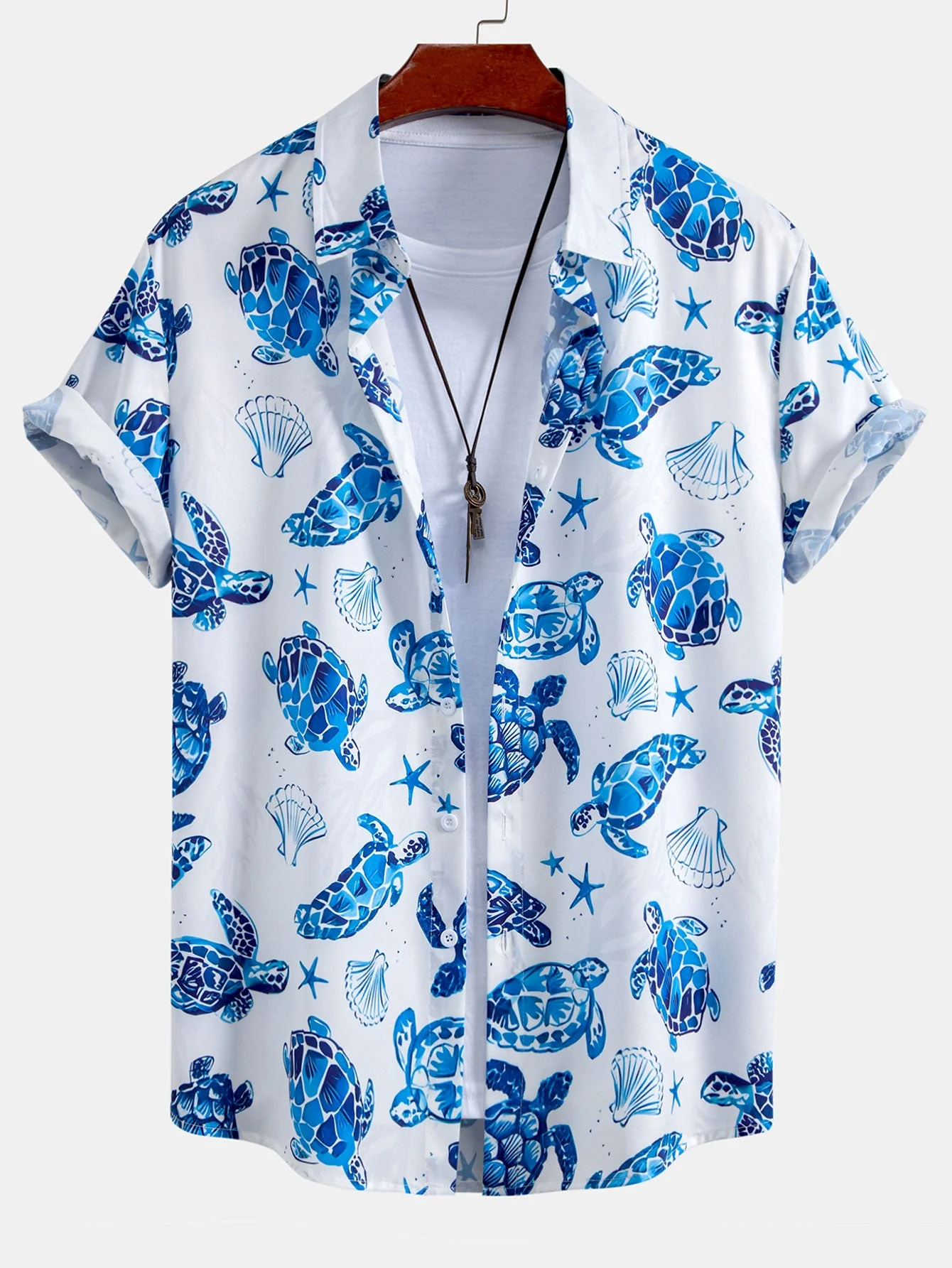 Tyrone® | Turtle Print Button Up Shirt & Swim Shorts - Image 4