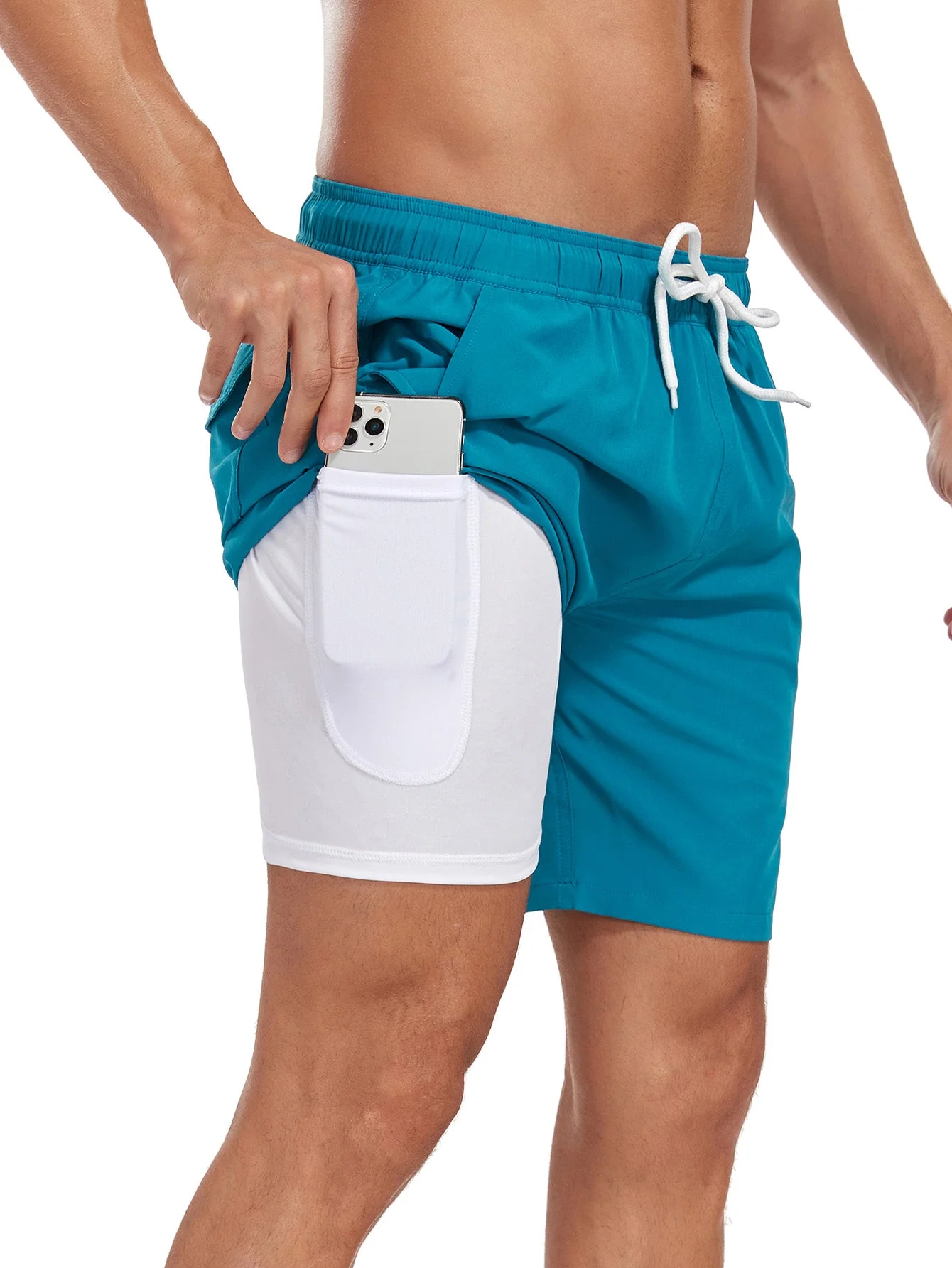 Ubaldo® | 2 In 1 Solid Color Drawstring Swim Shorts - Image 24