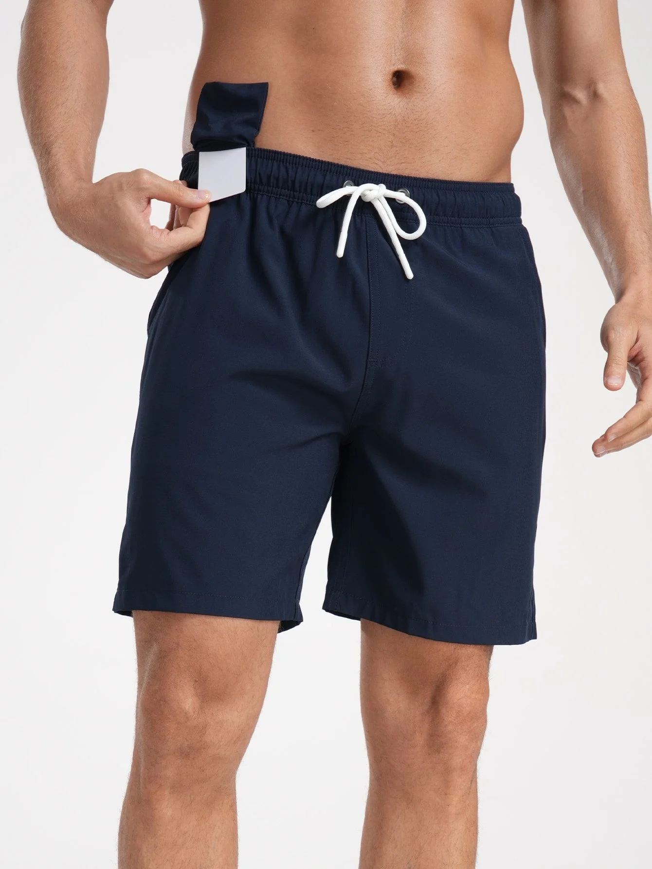Ubaldo® | 2 In 1 Solid Color Drawstring Swim Shorts - Image 4