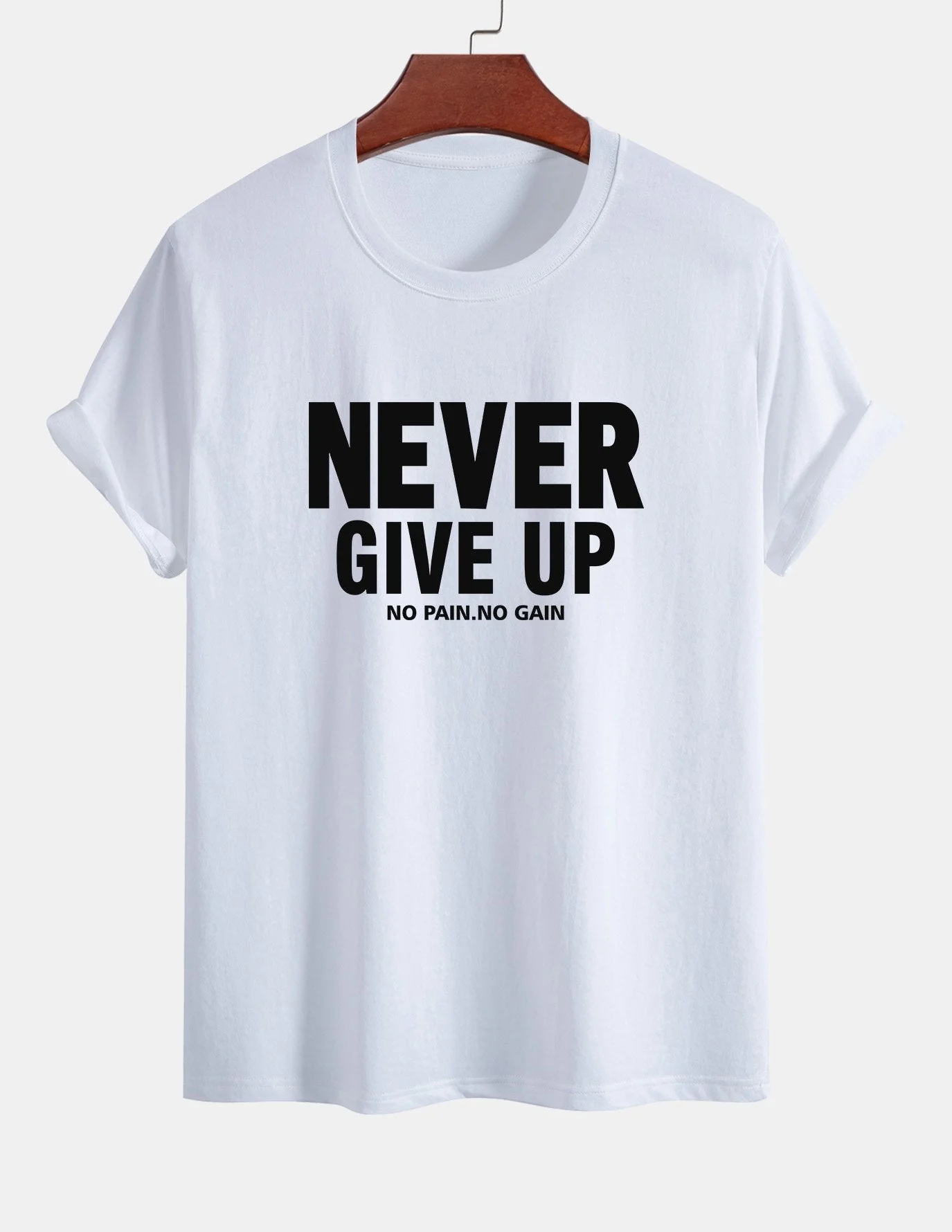 Ubaldo® | Never Give Up Print Cotton T-Shirt - Image 10