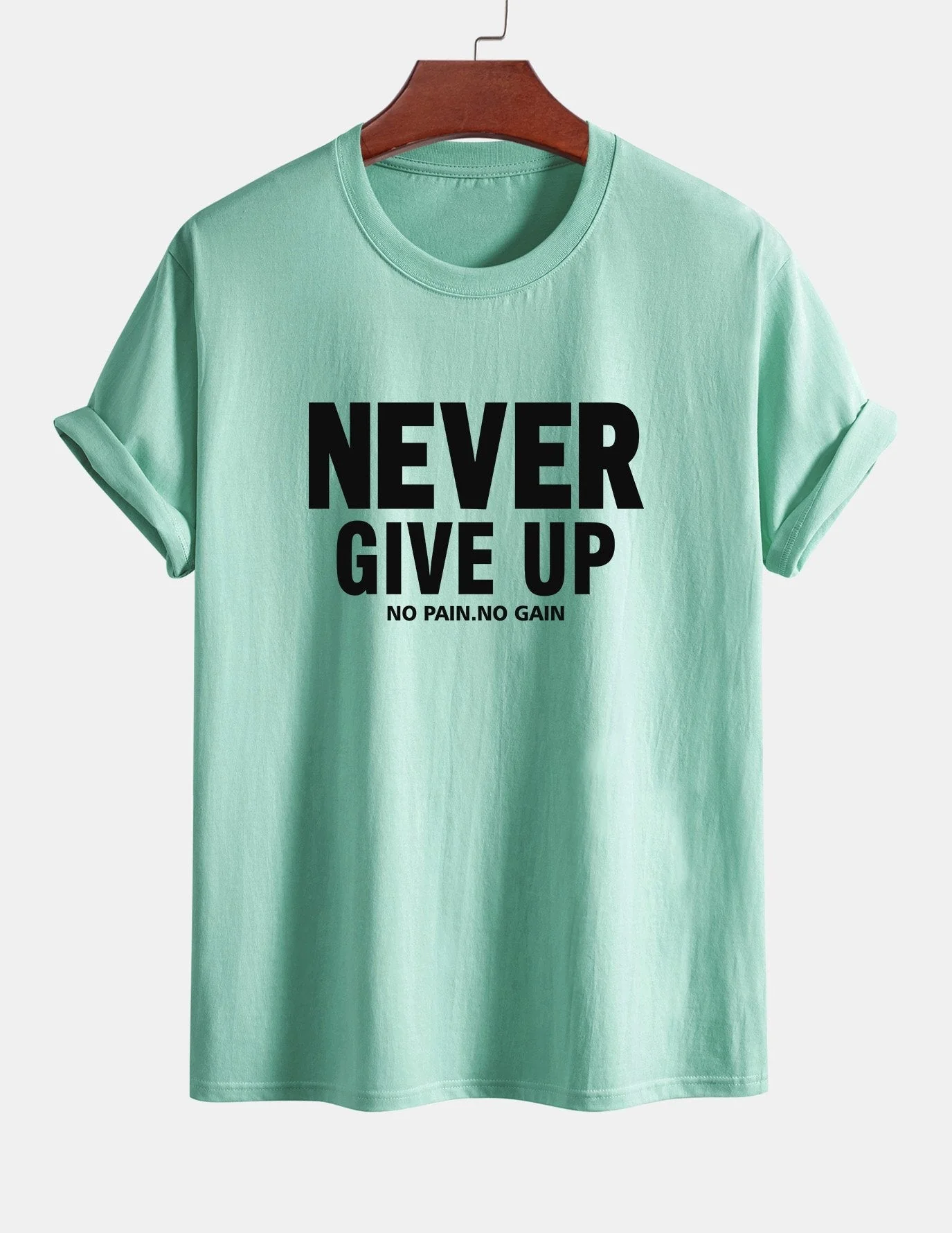 Ubaldo® | Never Give Up Print Cotton T-Shirt - Image 13