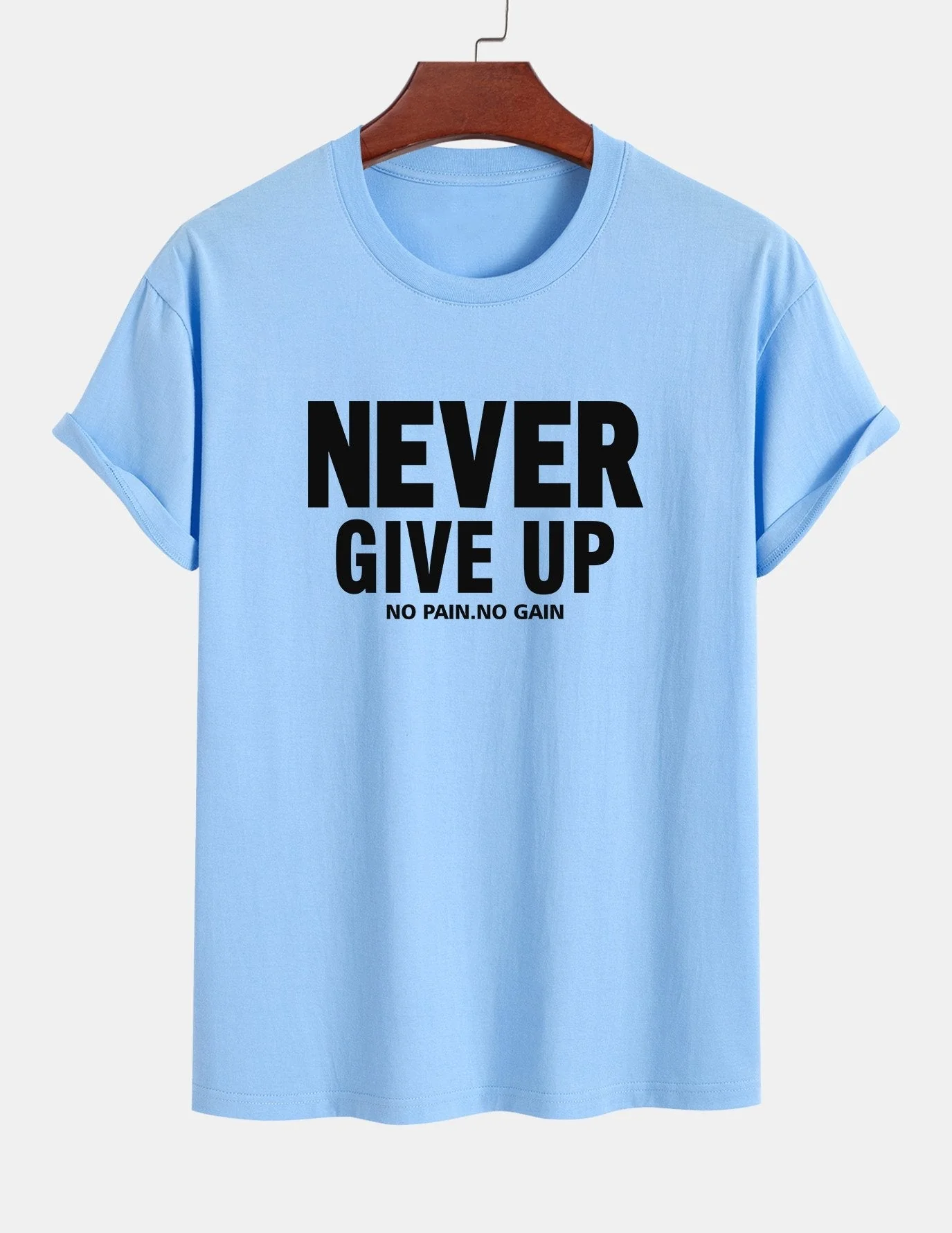 Ubaldo® | Never Give Up Print Cotton T-Shirt - Image 14