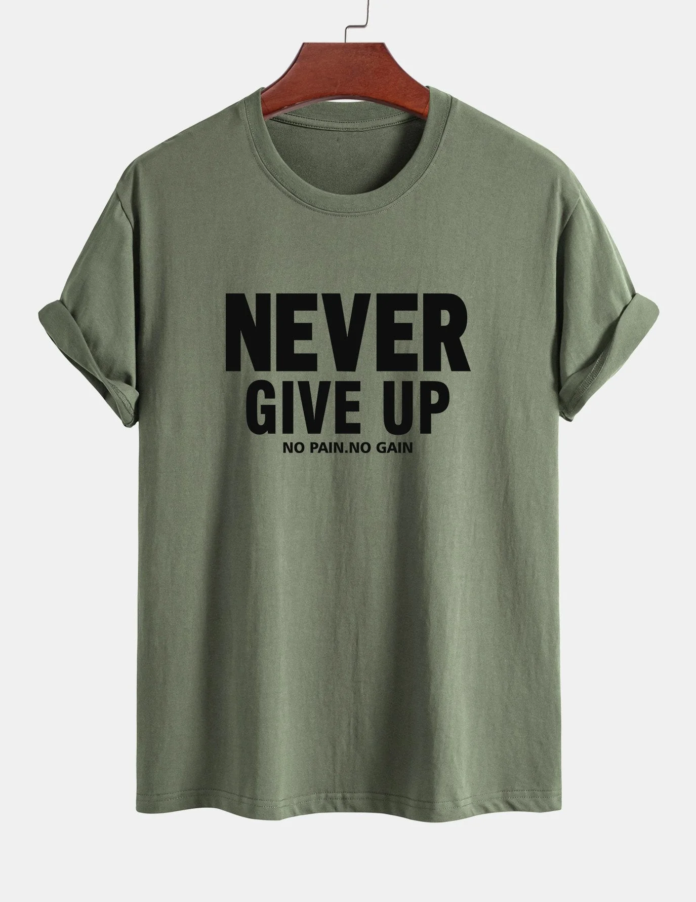 Ubaldo® | Never Give Up Print Cotton T-Shirt - Image 15
